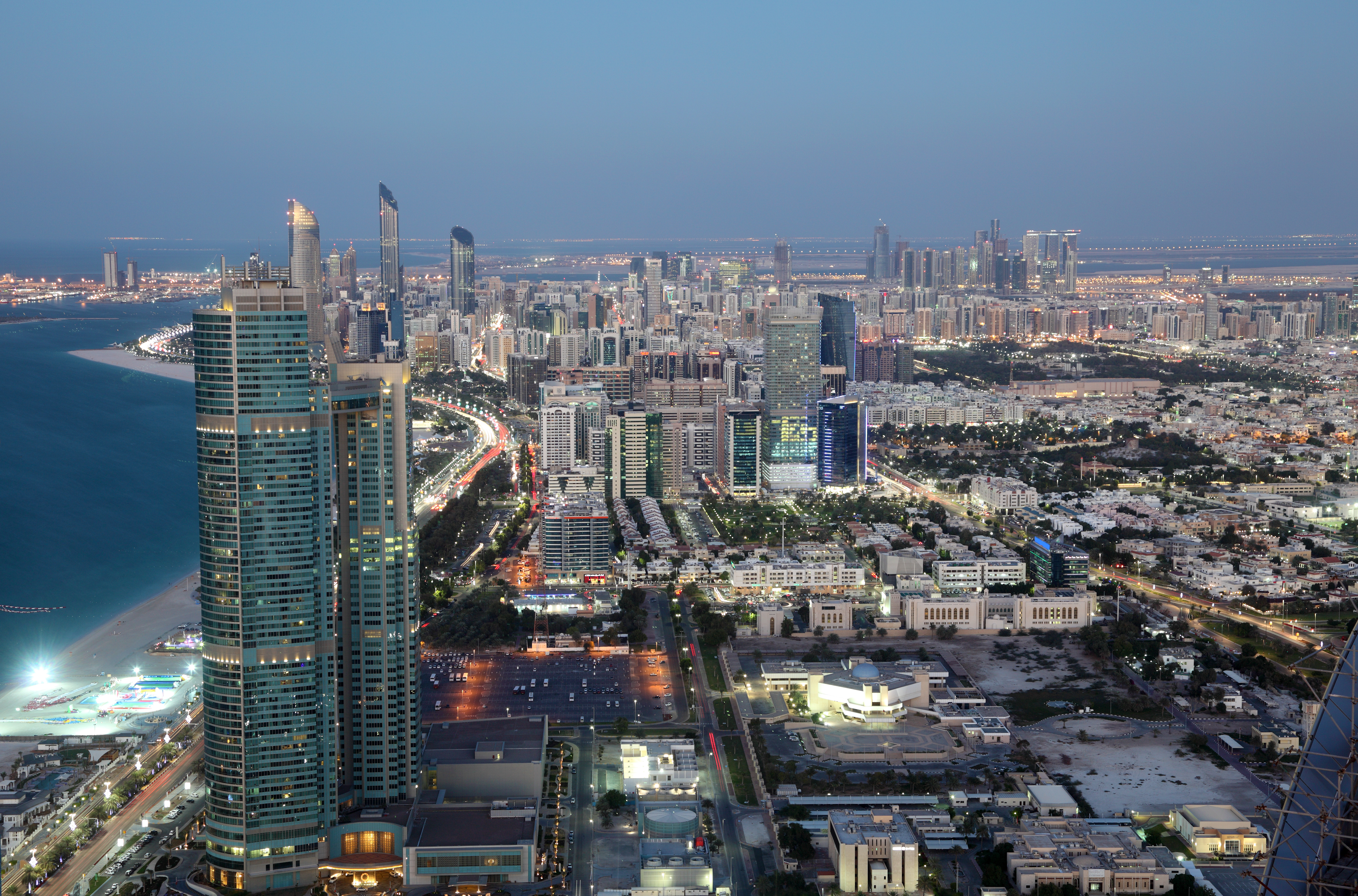 City of Abu Dhabi at dusk