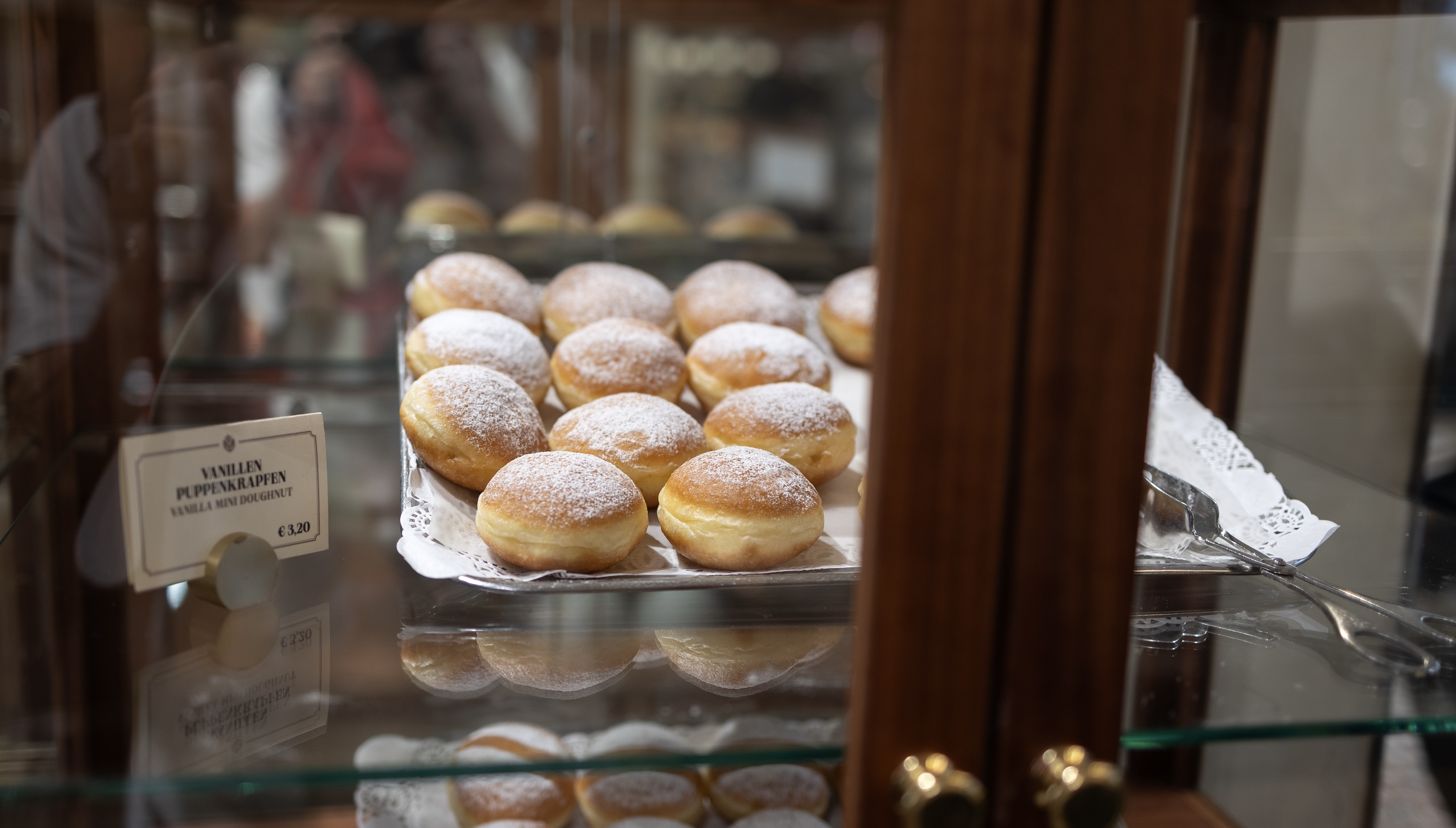 Confectionery delicacies displayed inside Historic Demel Cafe in Vienna