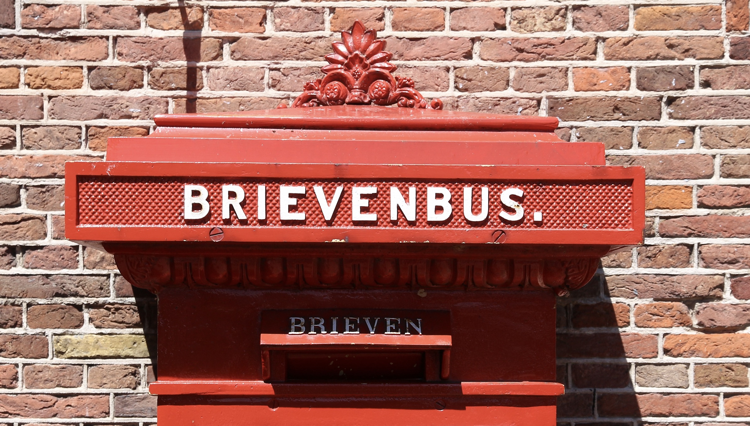 Red post box in Amsterdam