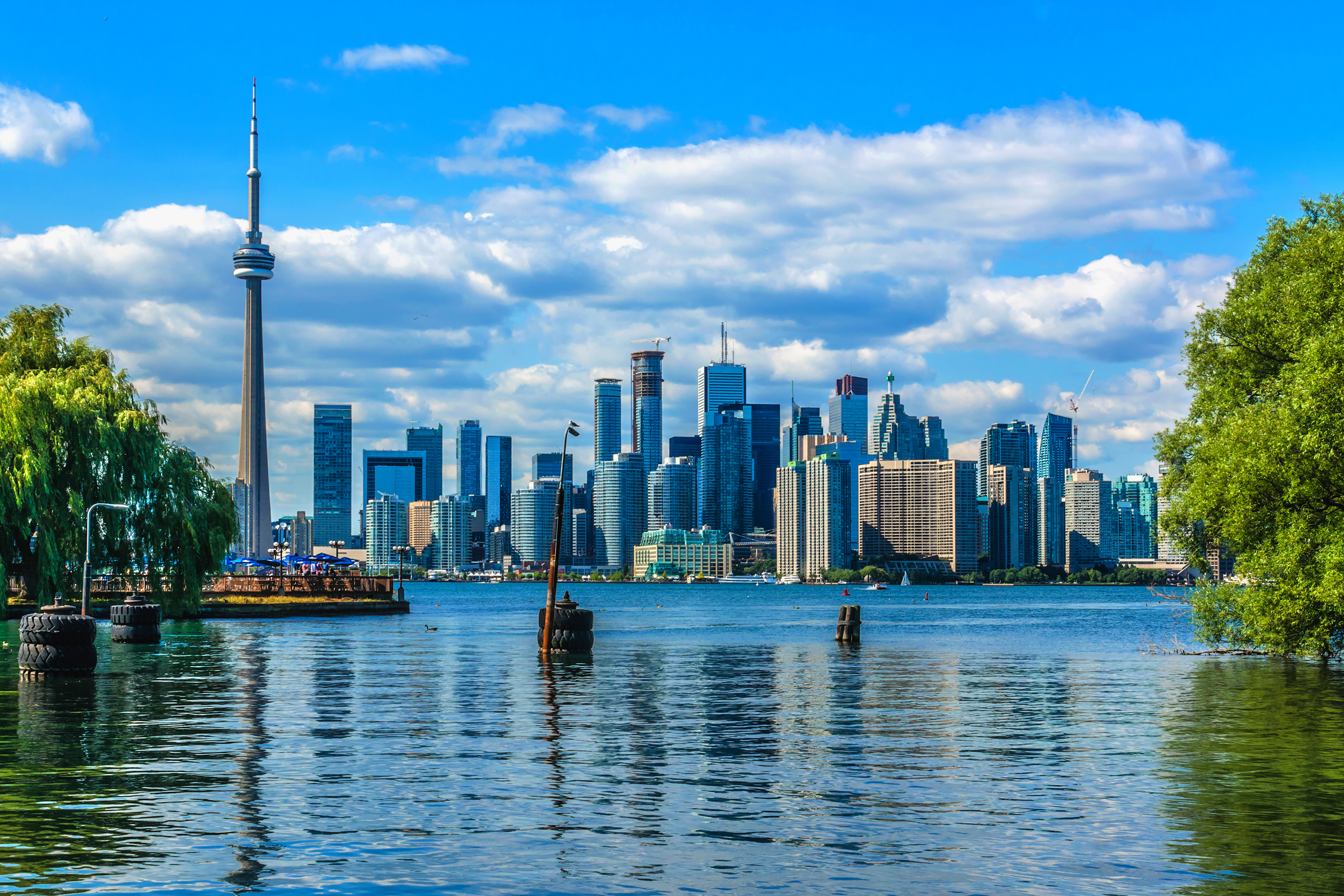 The beautiful Toronto's skyline over lake. Toronto, Ontario, Canada.