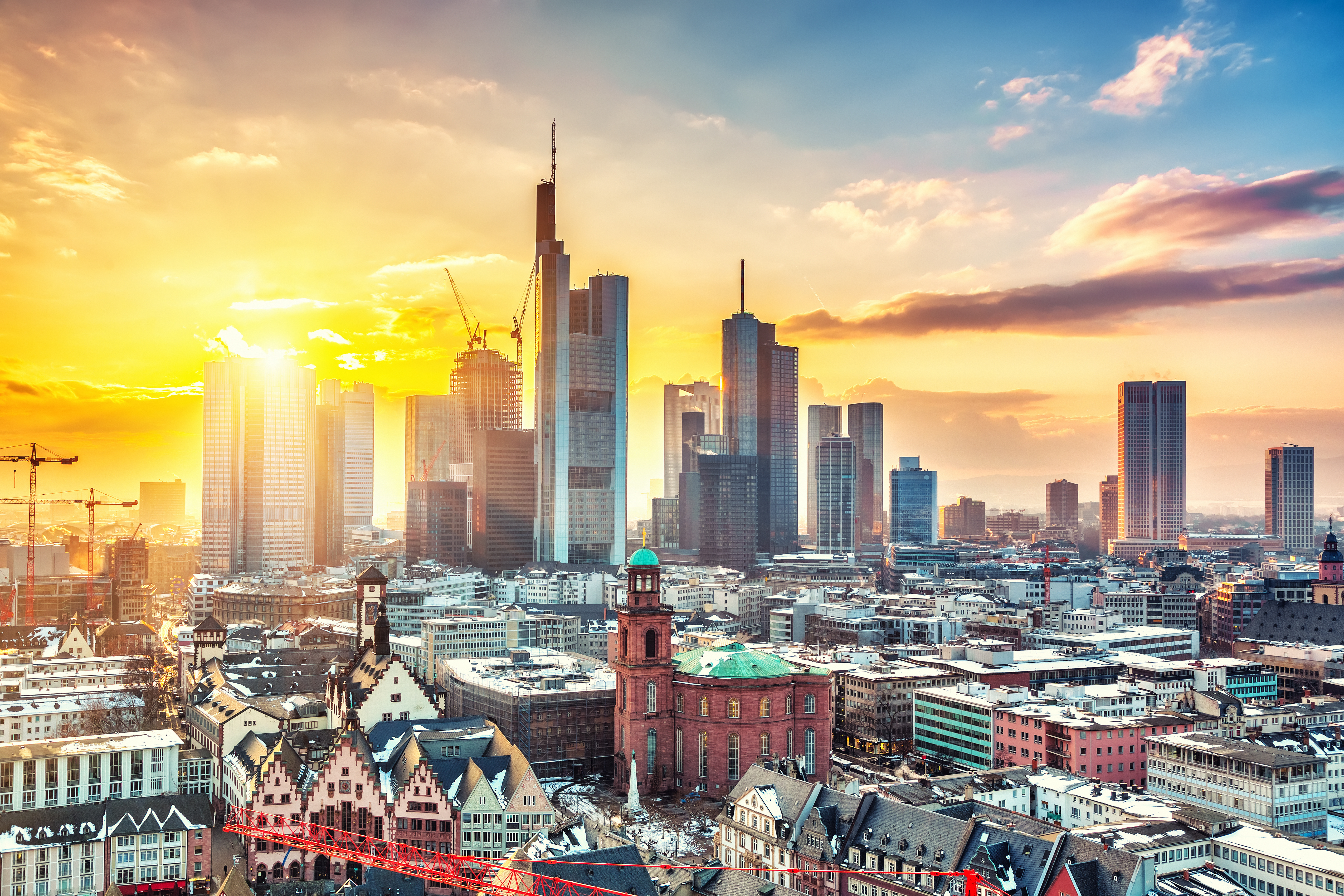 Frankfurt am Main at sunset, Germany