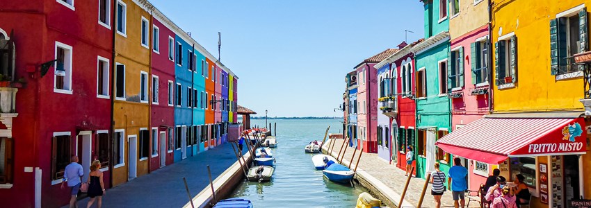 The island of Burano in Venice, Italy
