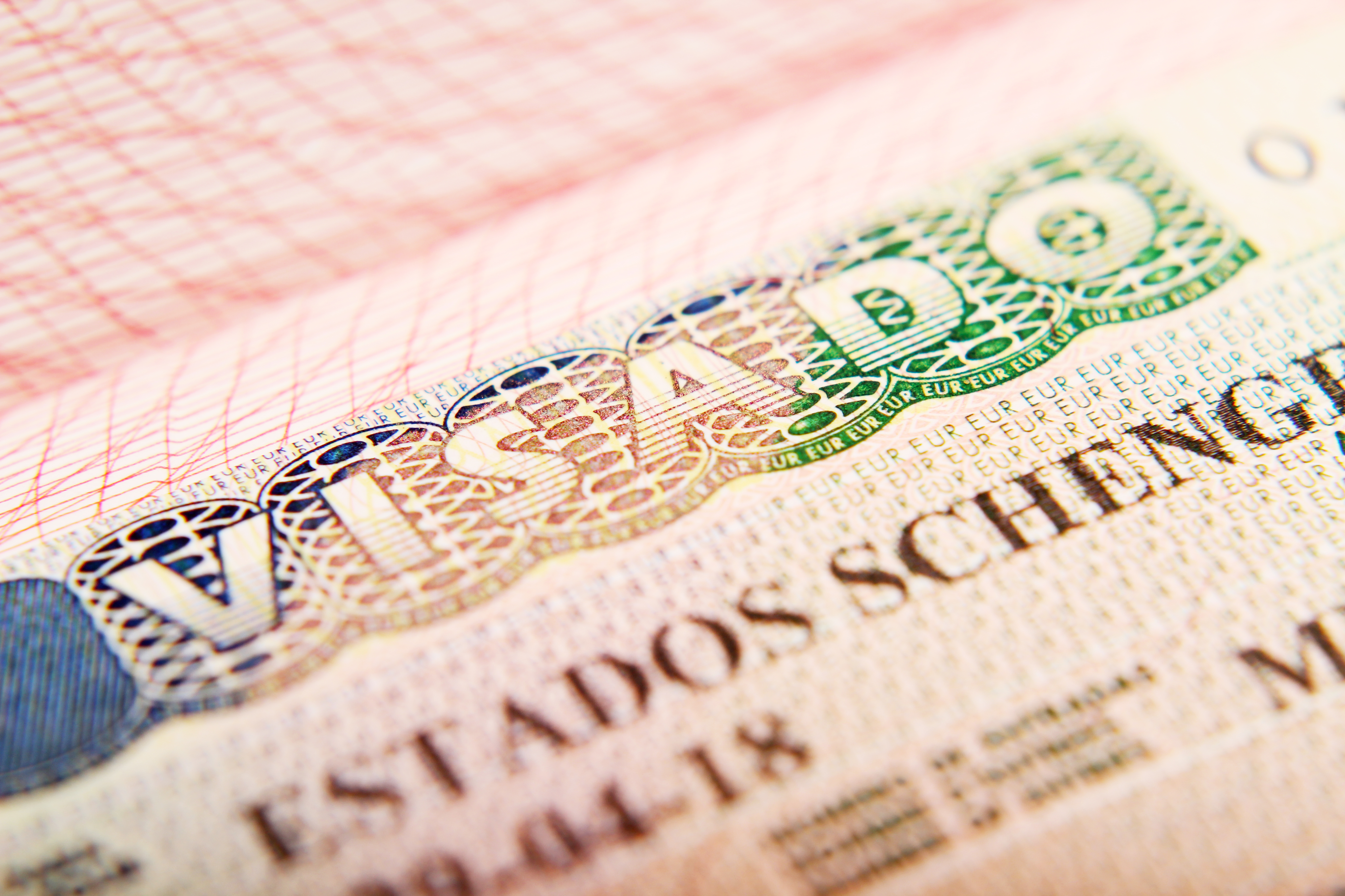 Spanish Schengen visa in a passport