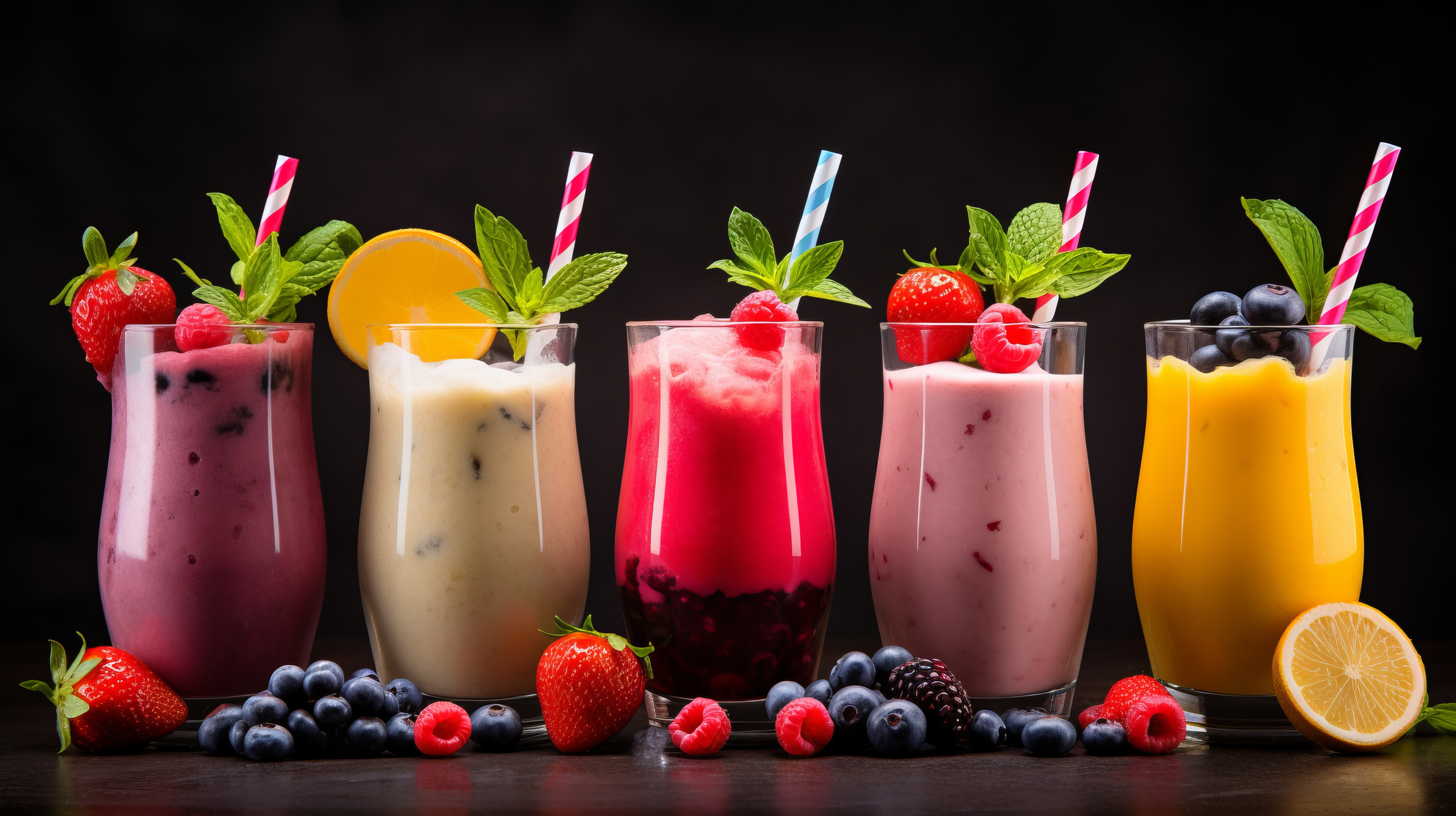 Fruit and berry fresh smoothies.