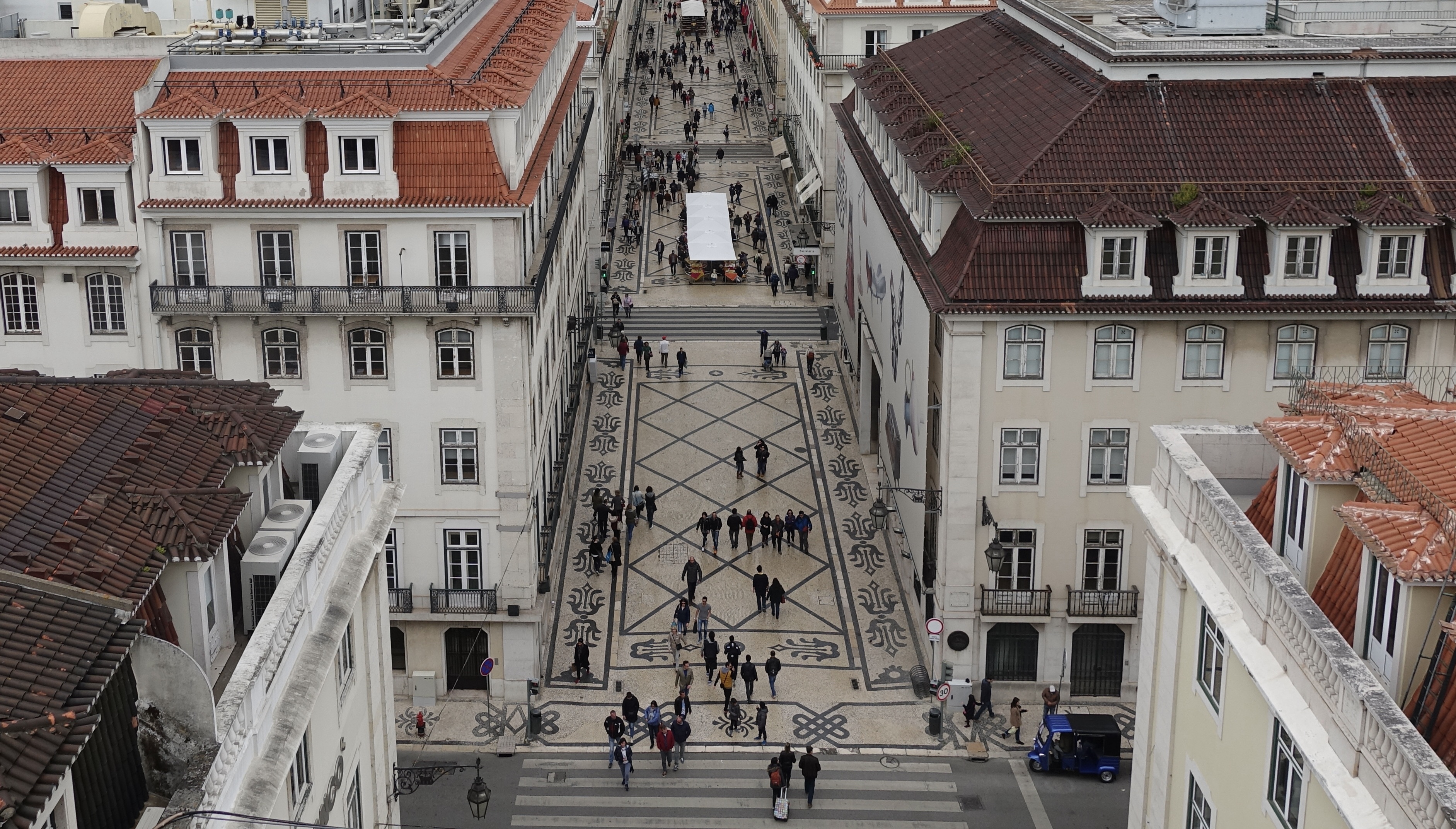a shopping street of Baixa Neighbourhood from above