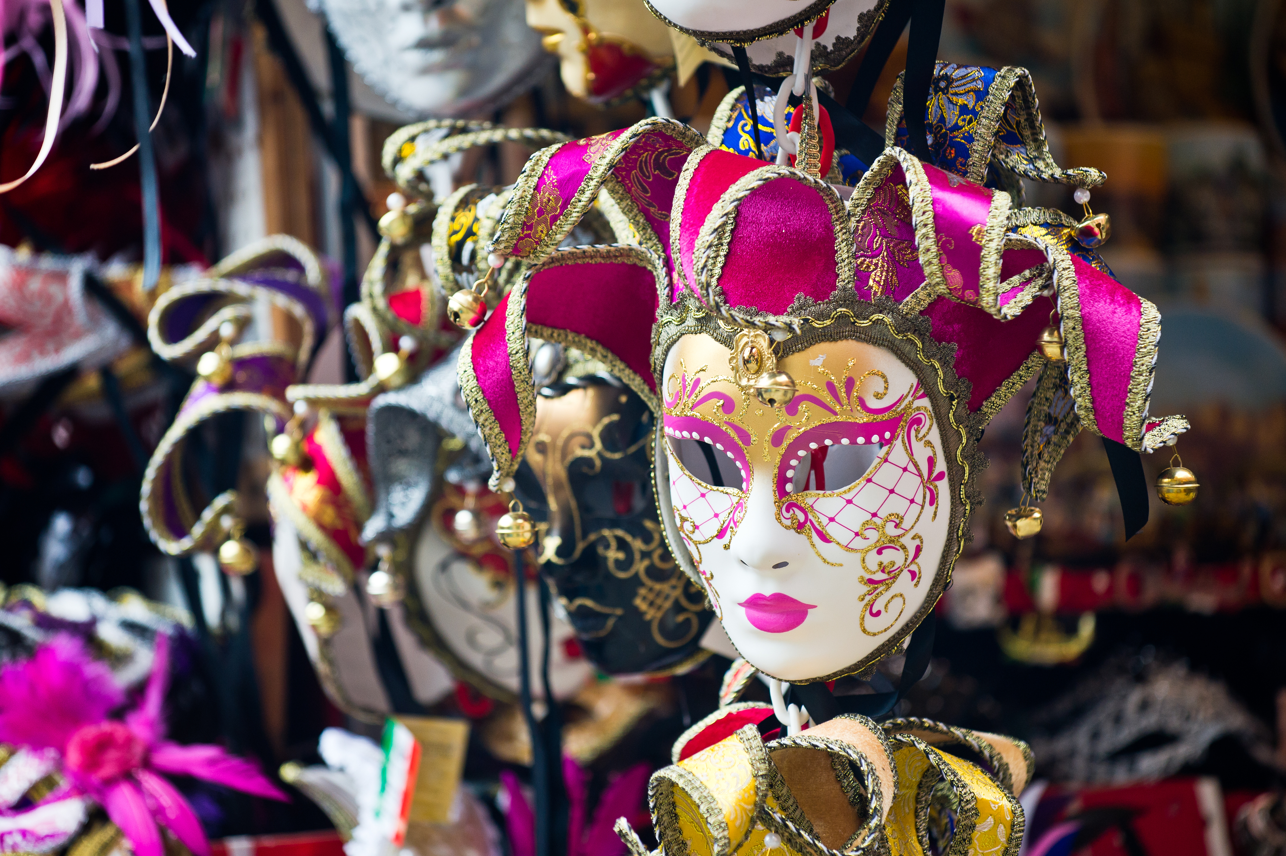 Various venetian masks on sale