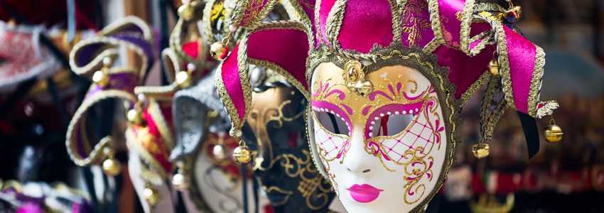 Various venetian masks on sale