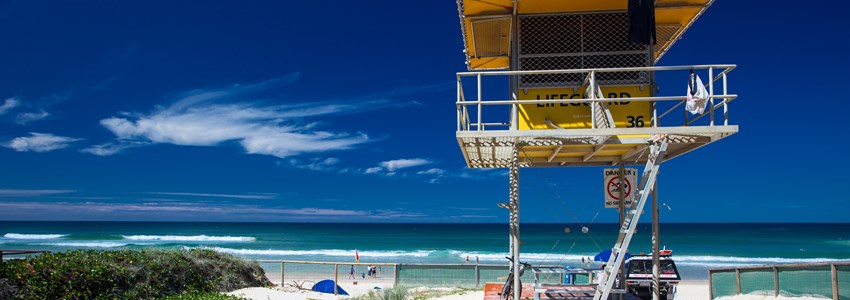 Lifesaver patrol tower on the Gold Coast, Queensland, Australia