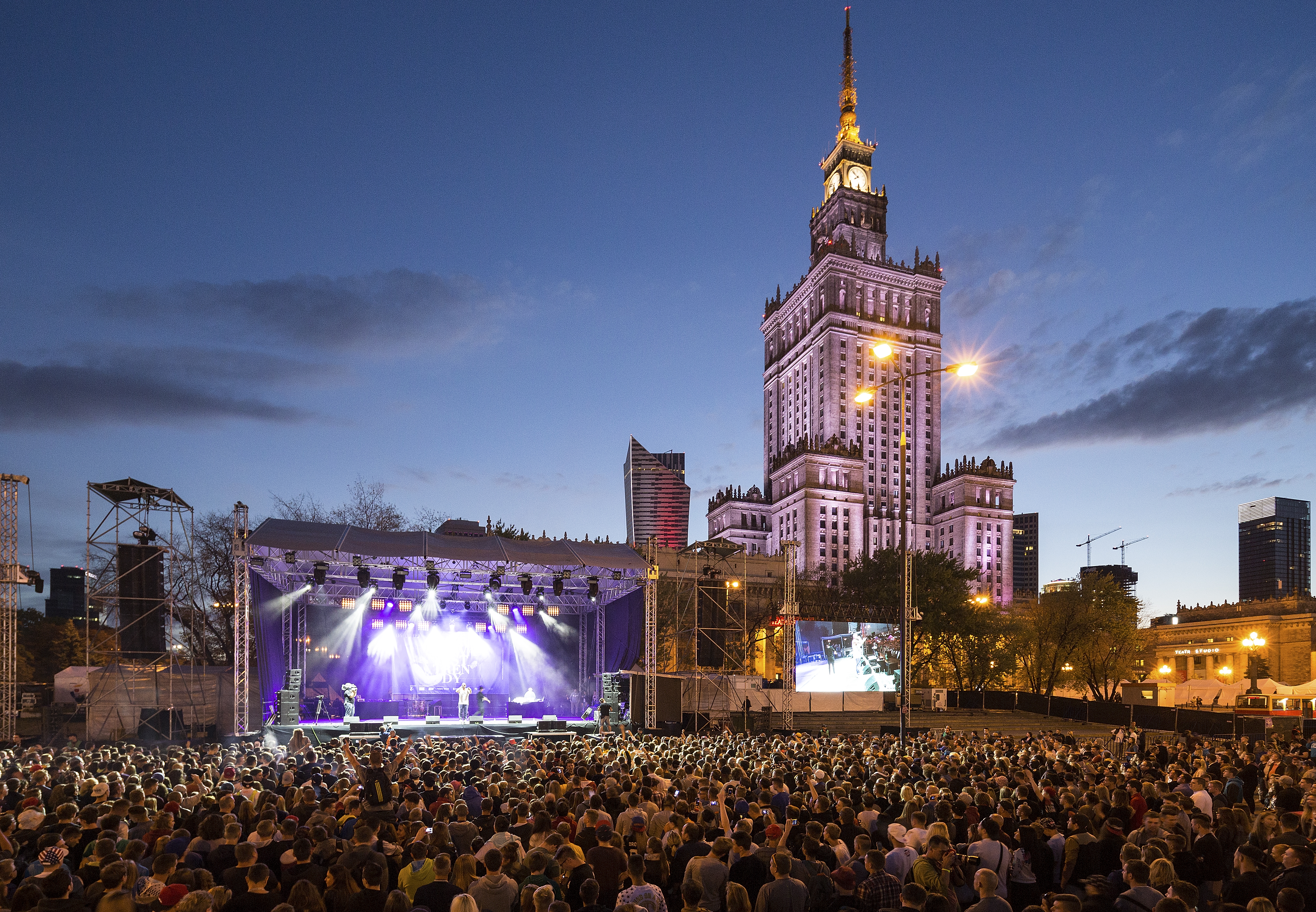 Downtown Warsaw by night