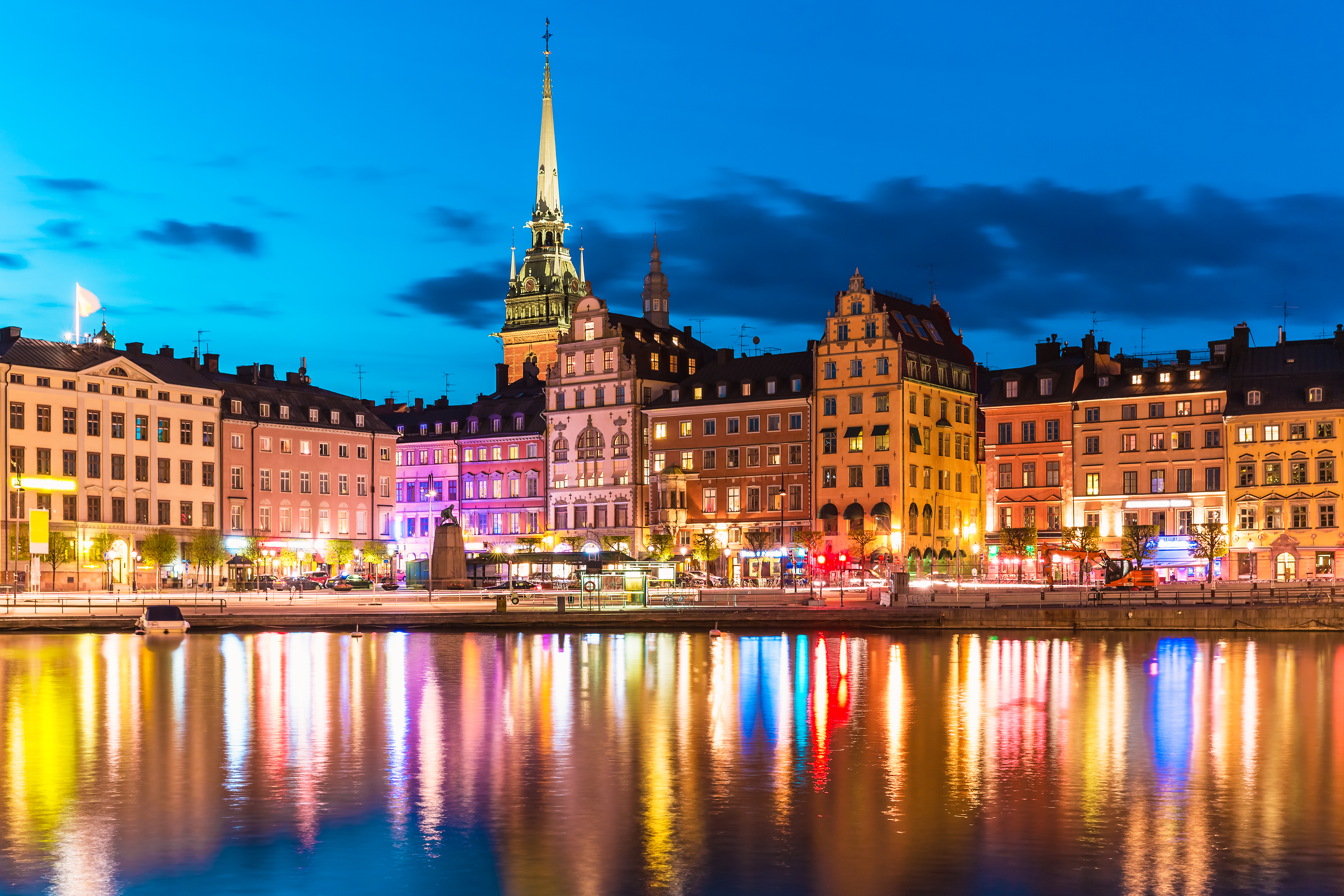 Scenic summer night panorama of the Old Town