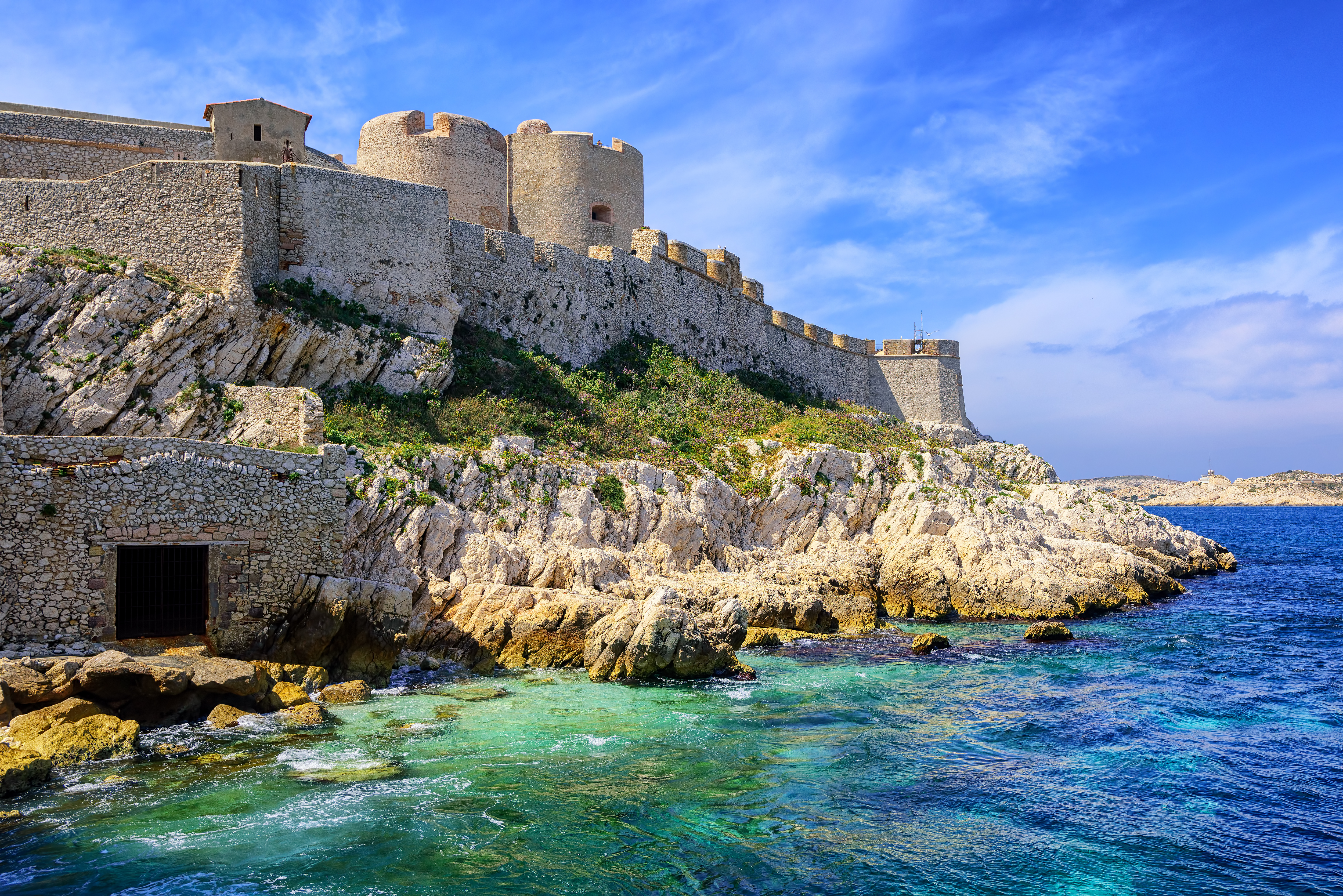 Chateau d'If castle on an island in Marseilles, France, famous through Dumas novel "The Count of Monte Cristo"