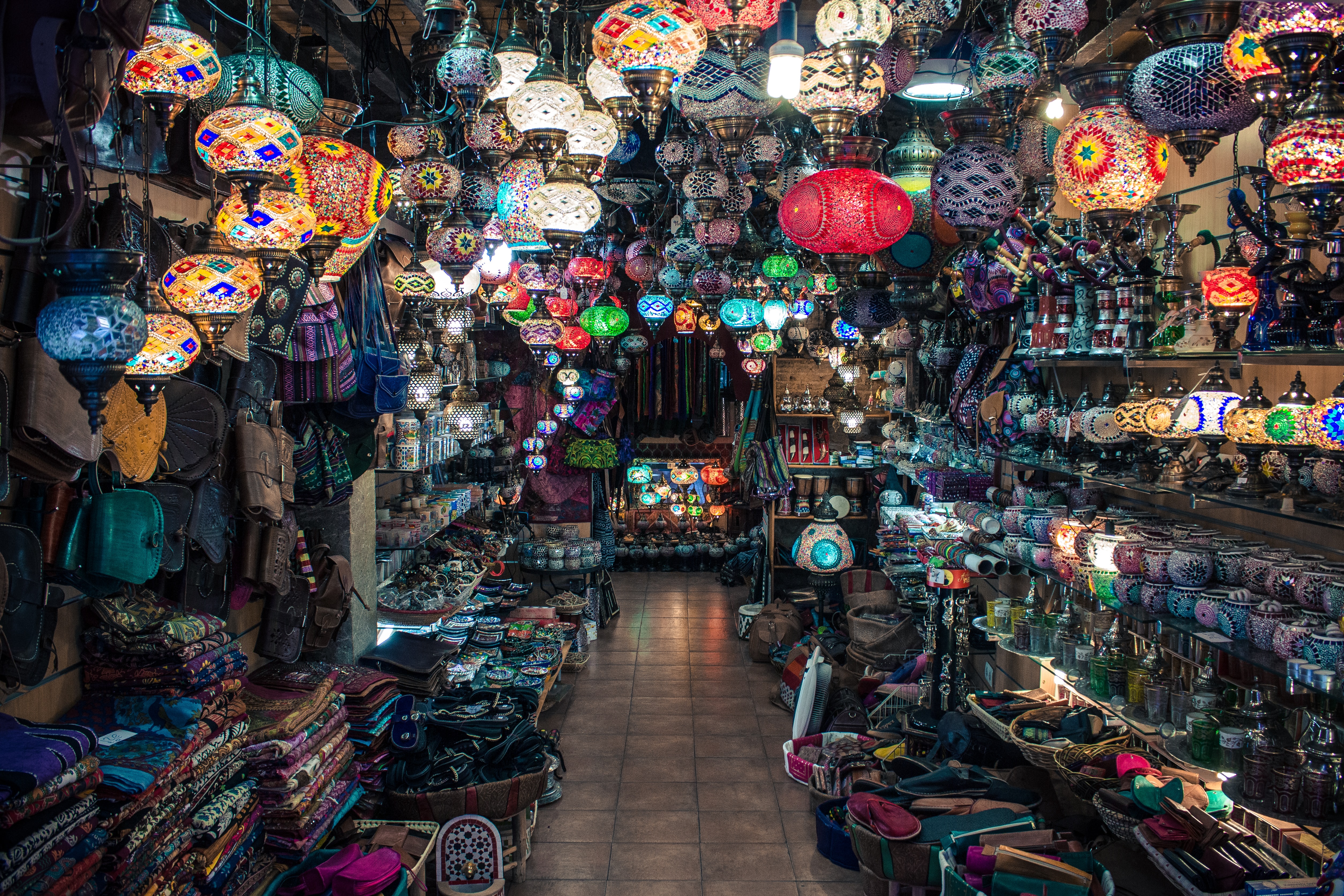 Interior of a shop with lamps and stuff in Granada, Spain