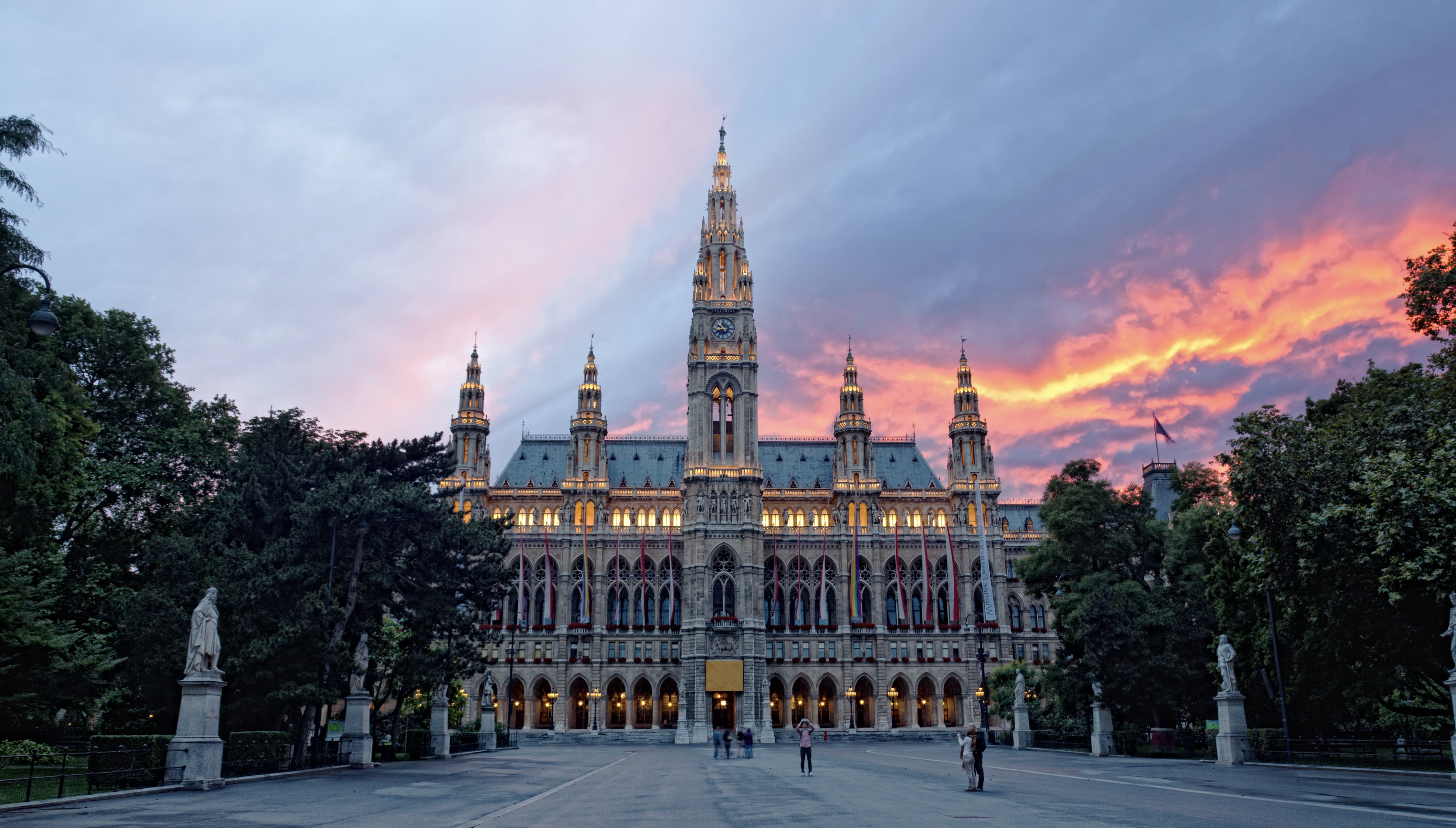 Tall gothic building of Vienna city hall, Austria