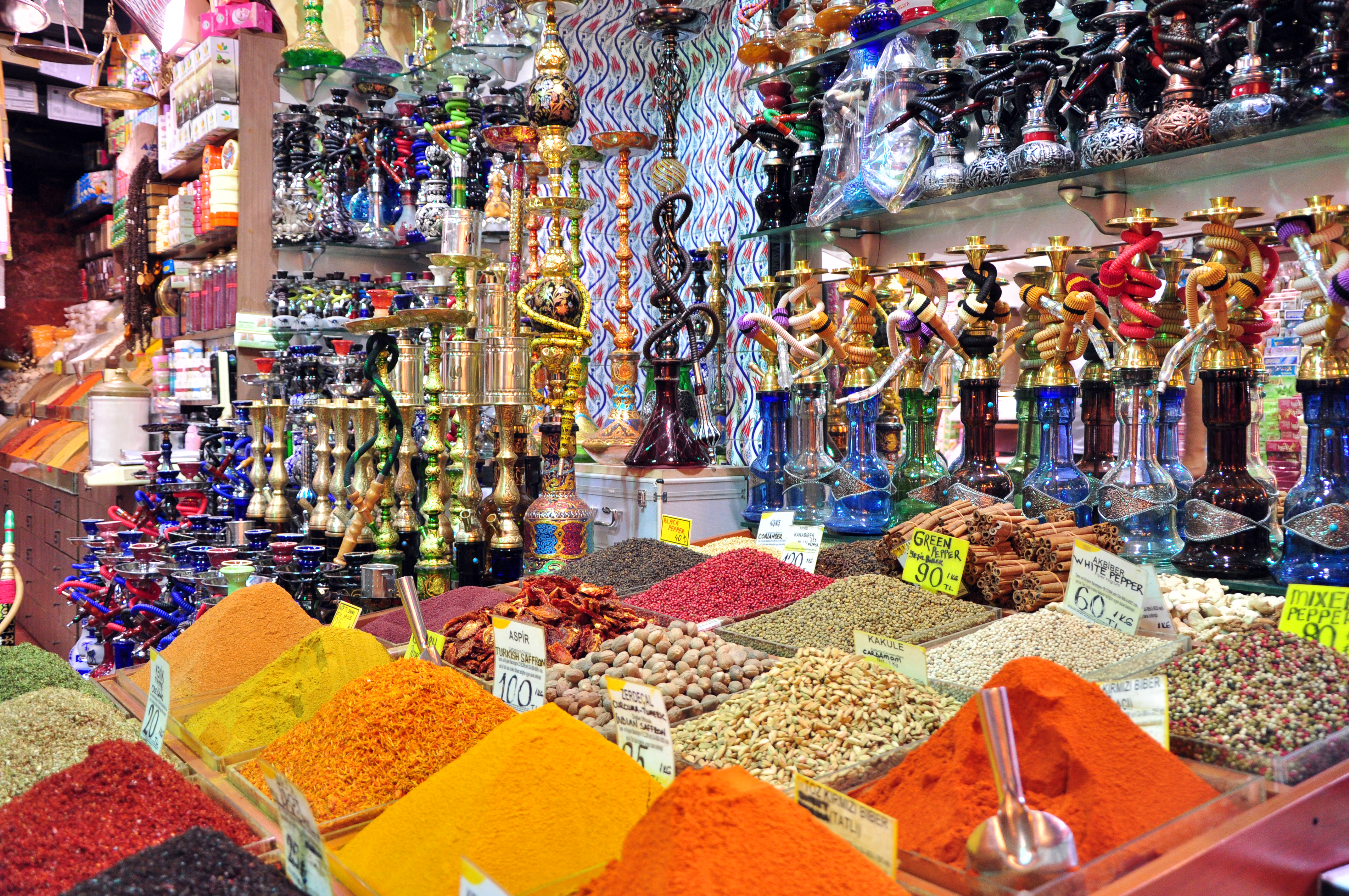 Stalls selling spices in the Spice Bazaar