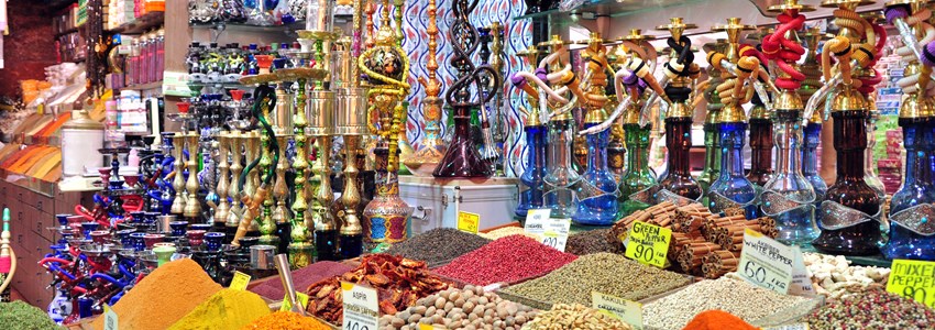 Stalls selling spices in the Spice Bazaar