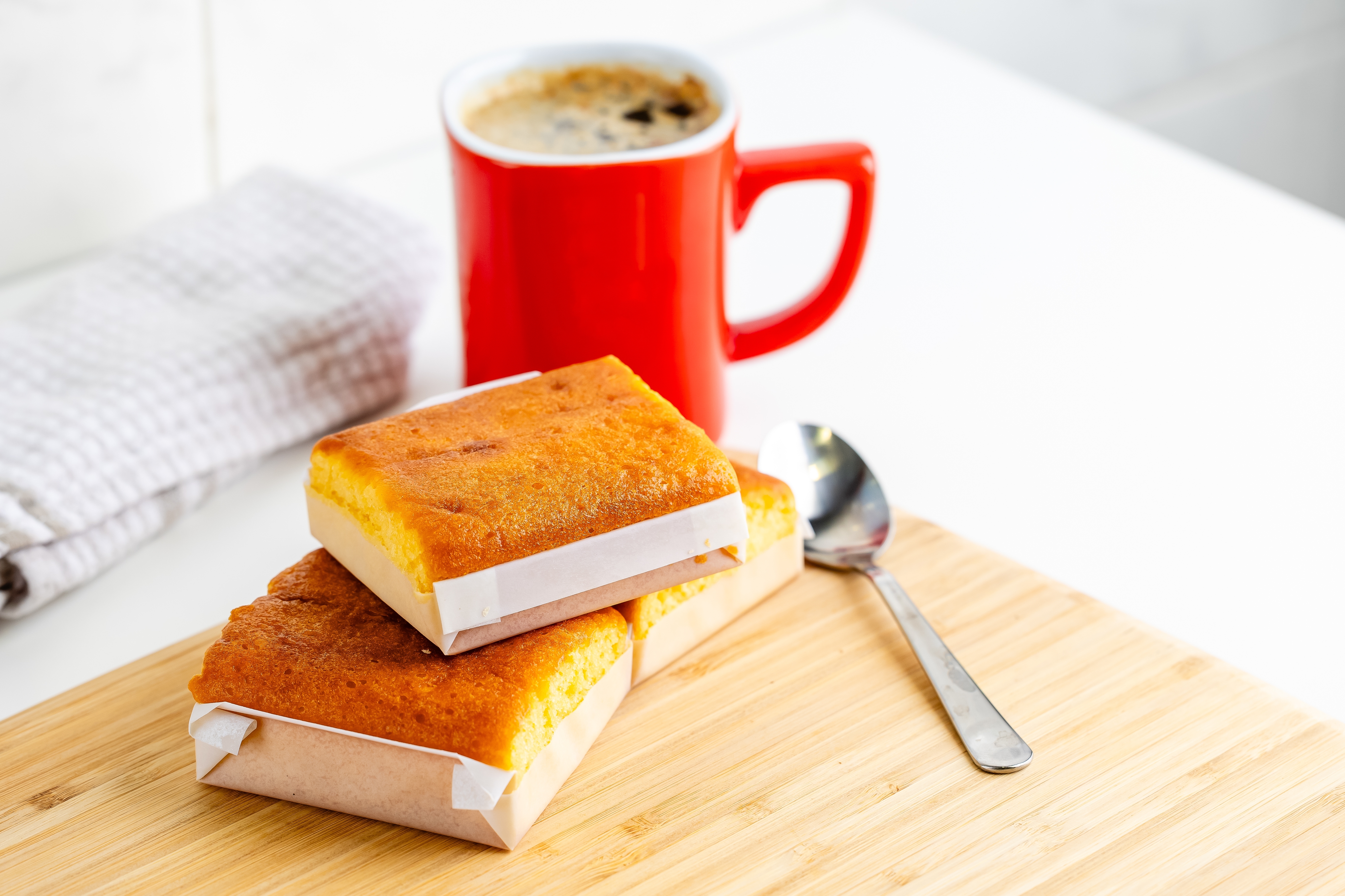 Sobaos pasiegos, typical sweet from Cantabria in Spain, ready to eat for breakfast