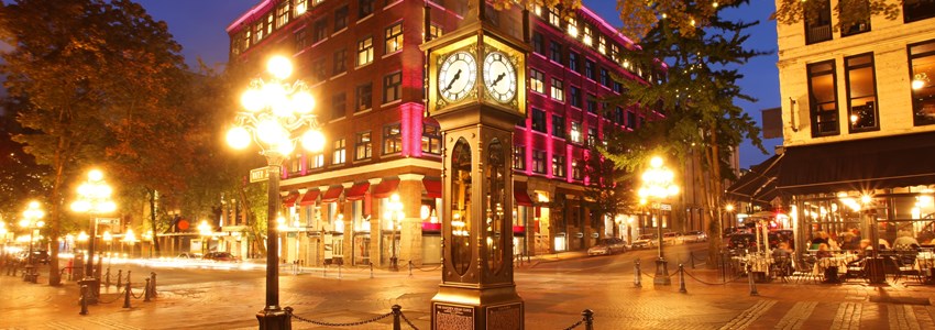 Gastown and the historical steam clock in Vancouver, Canada