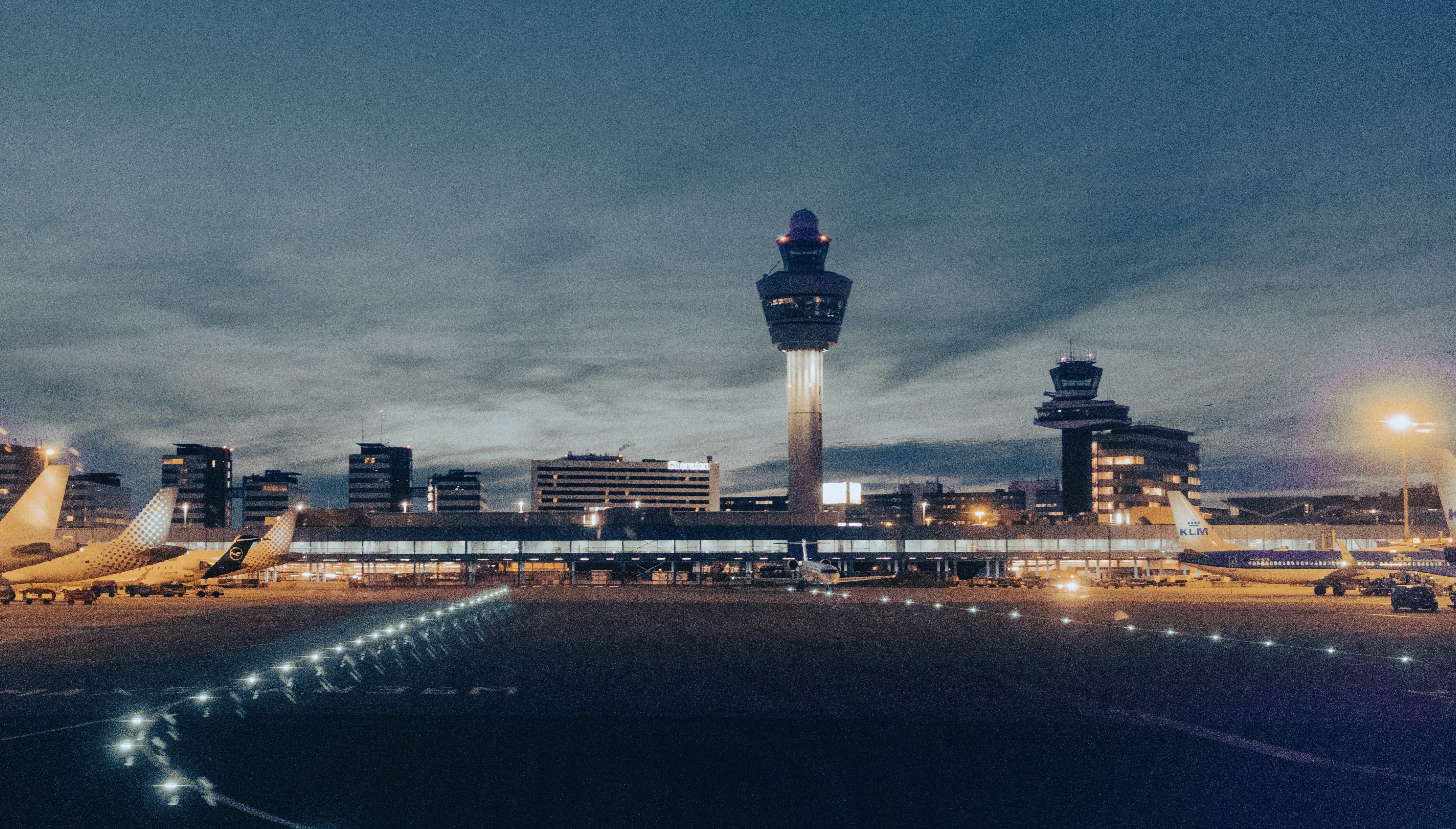 Schiphol Airport at night