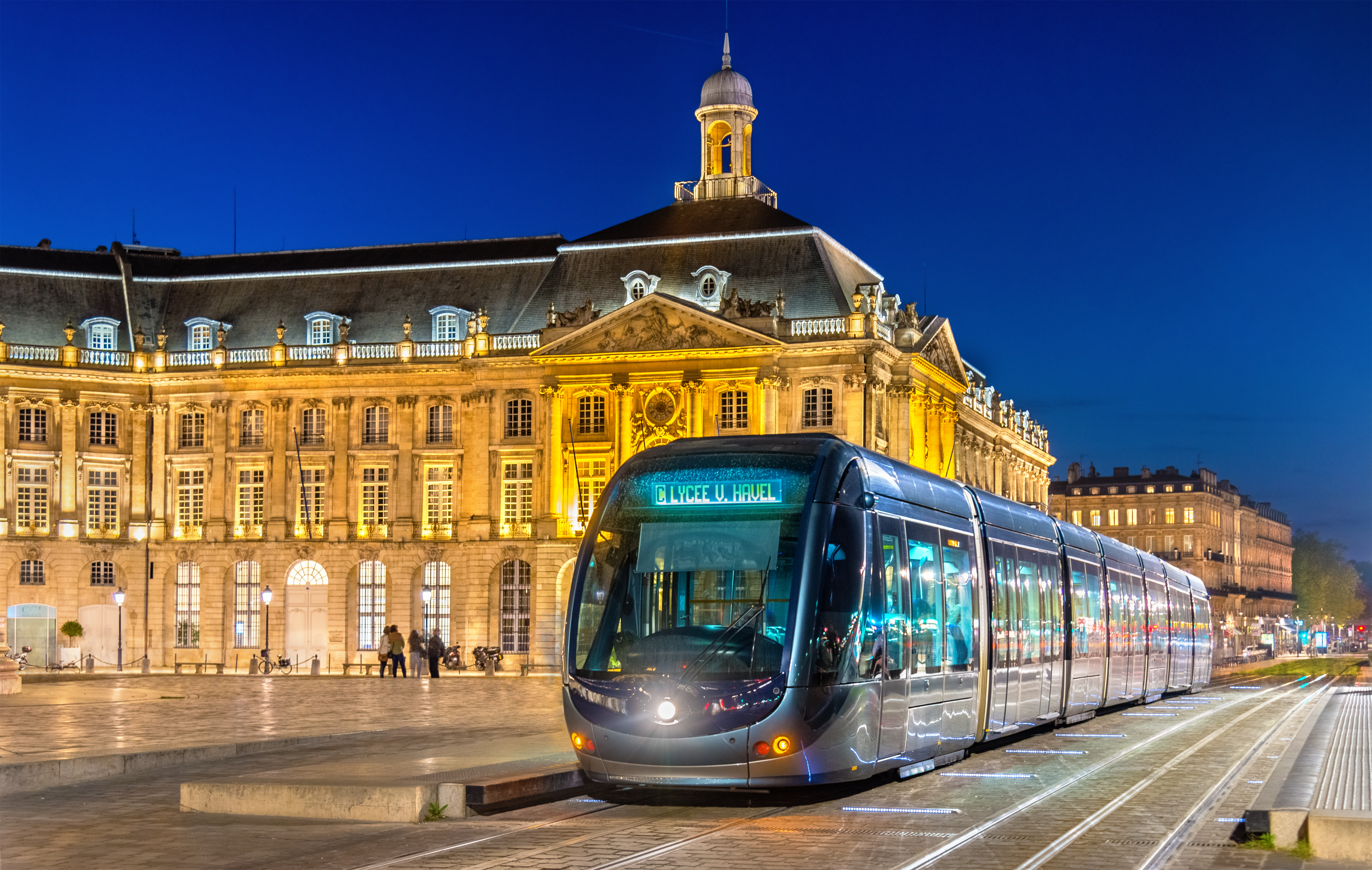 Tram on Place de la Bourse in Bordeaux - France, Gironde