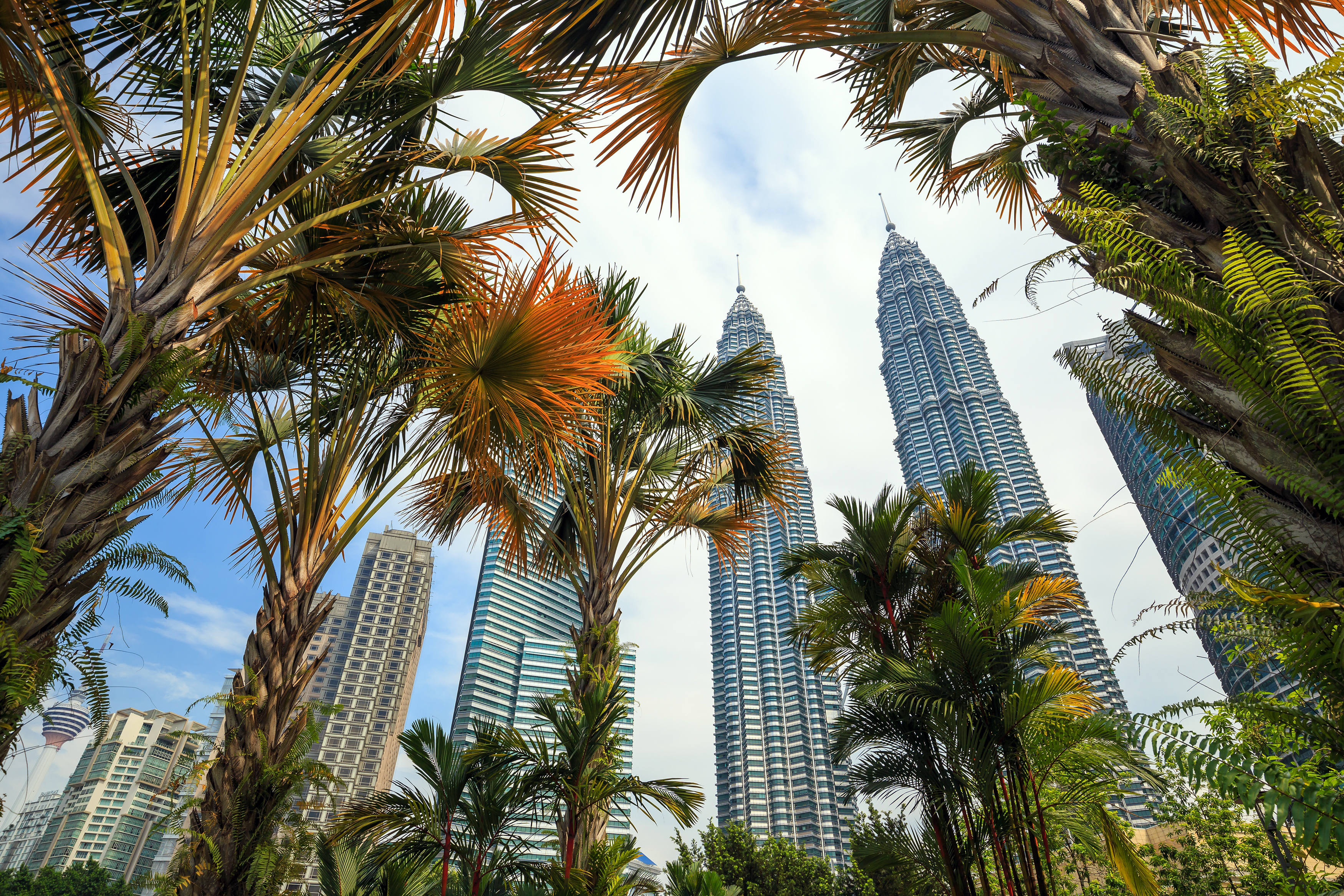 Landscape of downtown kuala lumper with blue sky