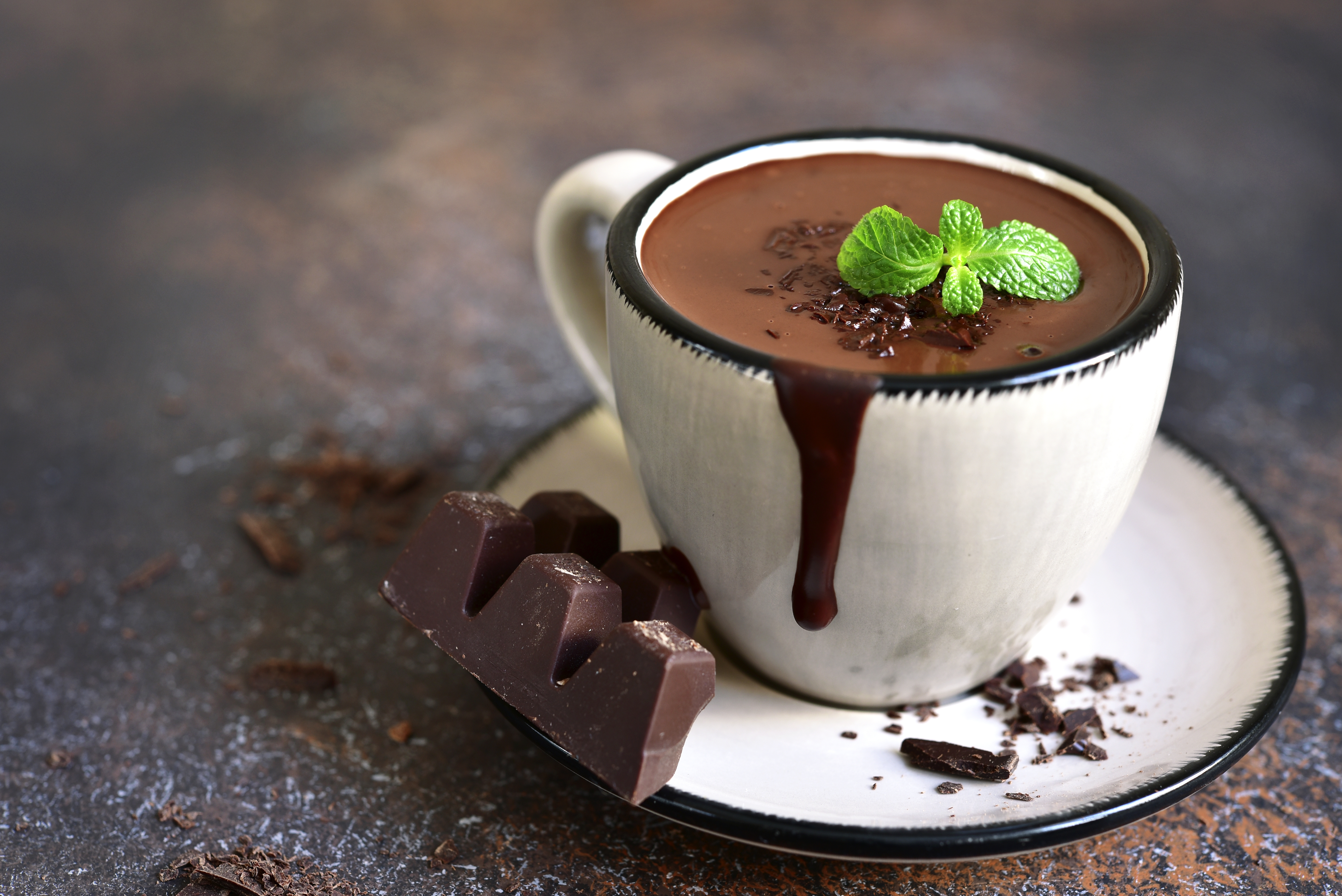 Hot chocolate with mint