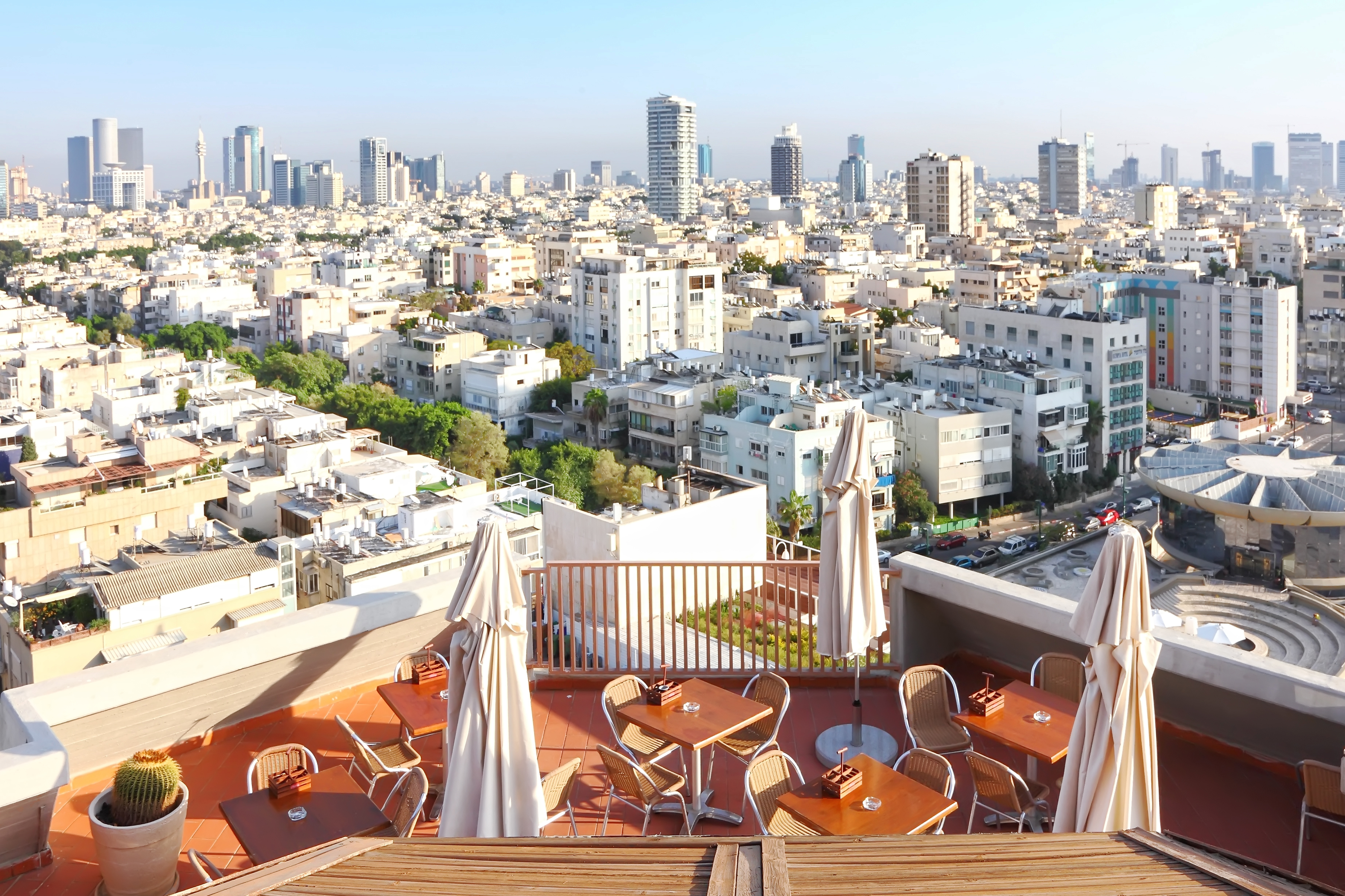 View of Tel-Aviv city from roof cafe (Israel)