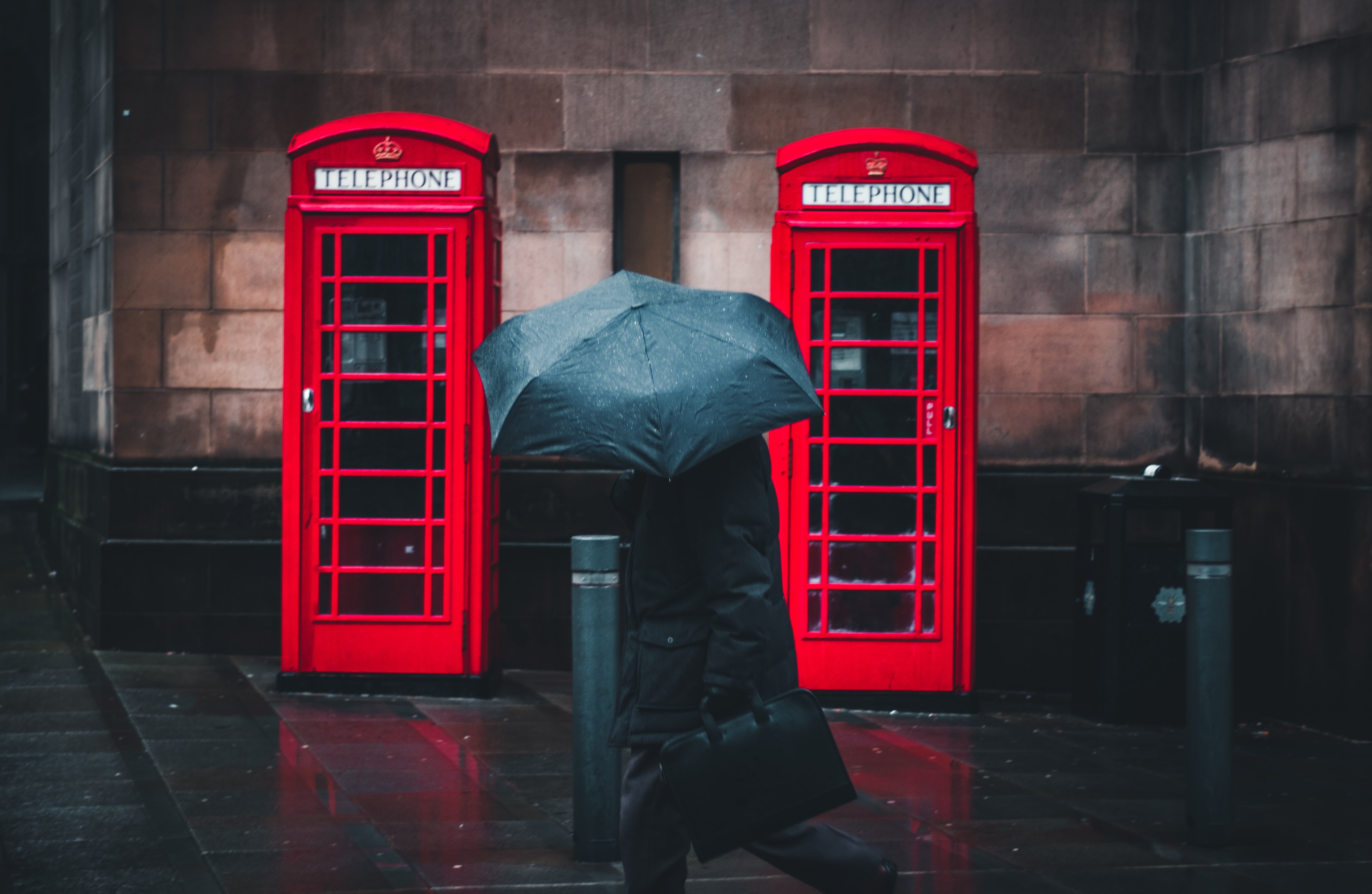 red phone booths in Manchester