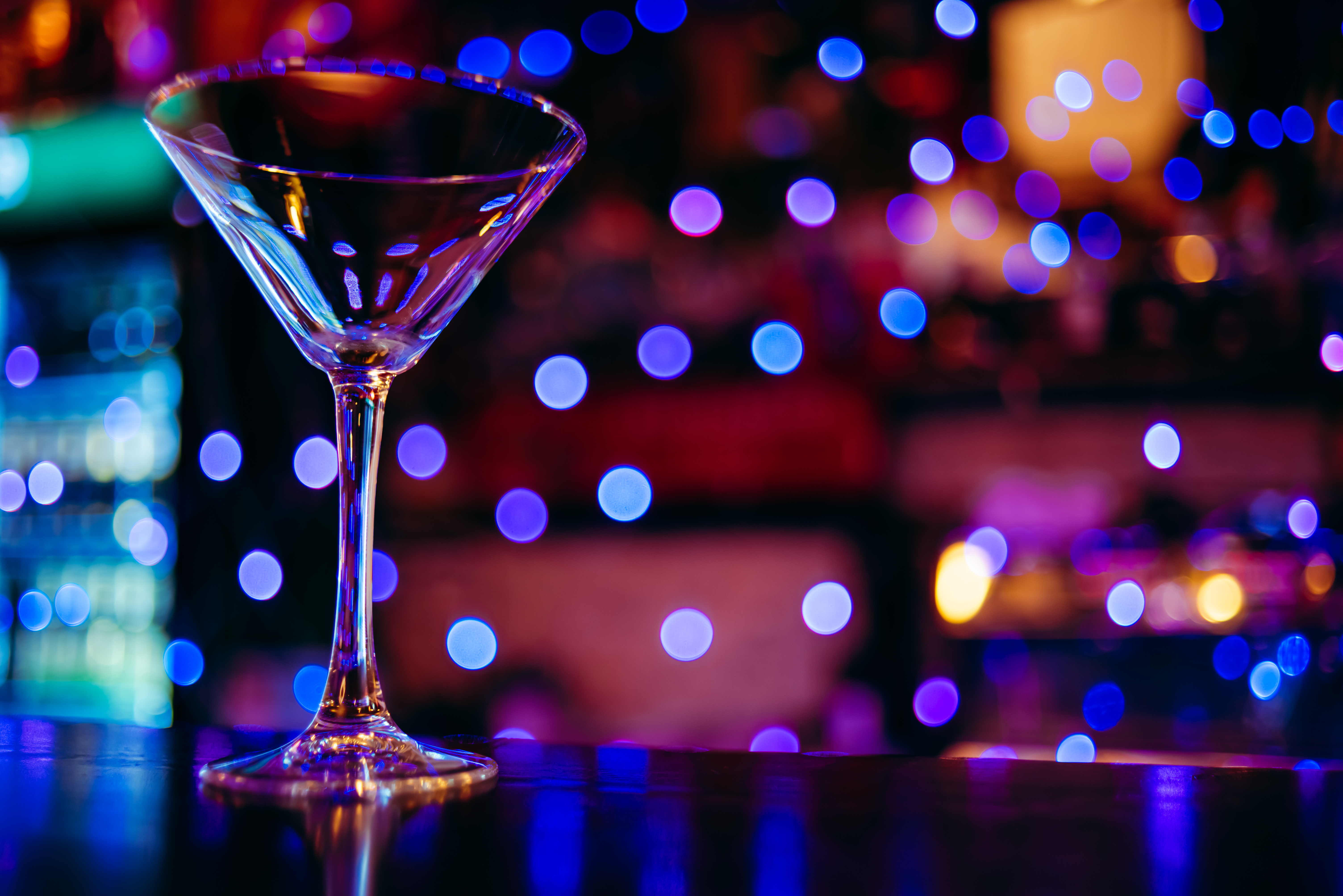 cocktail glass in night club