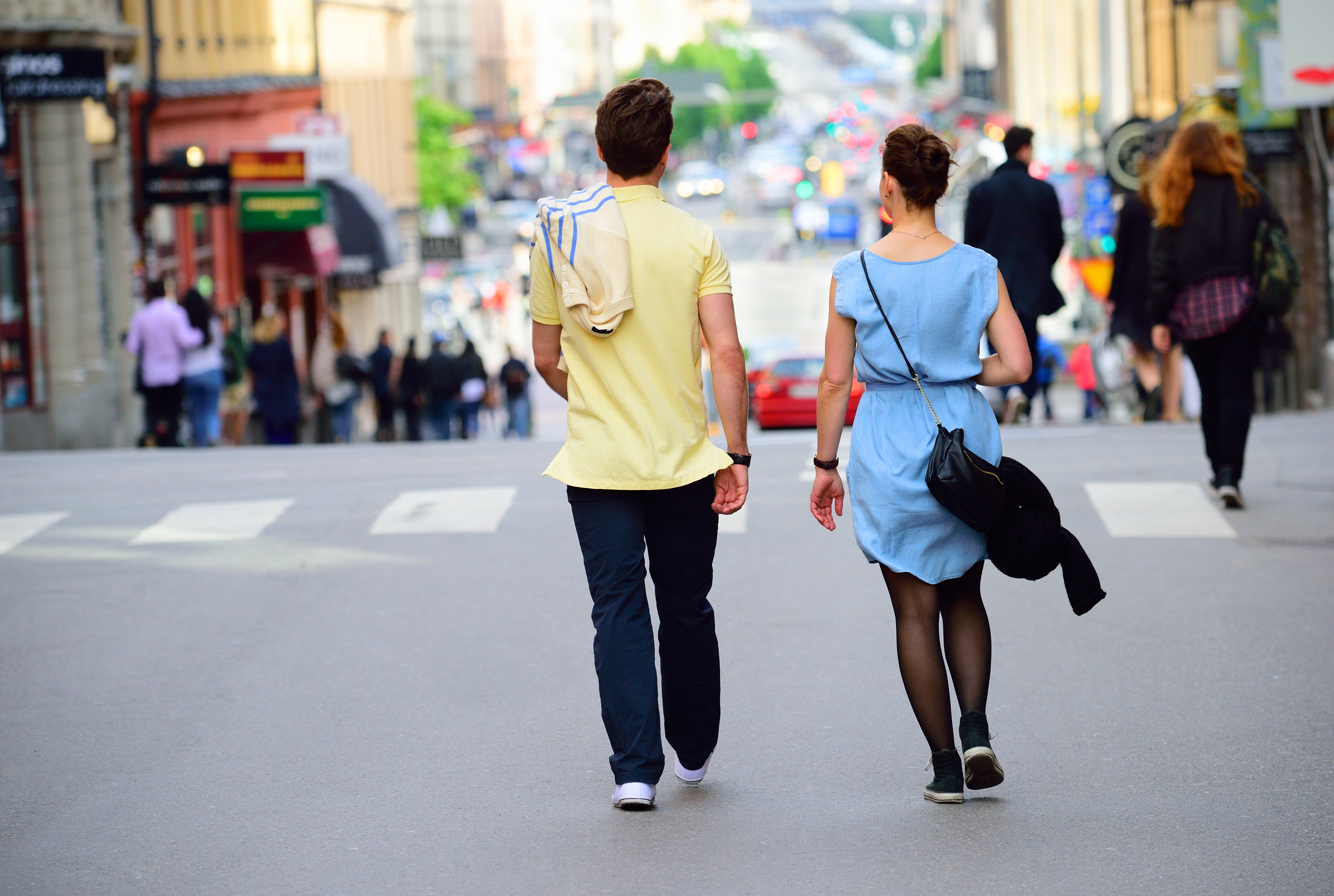 People walking in beautiful summer Stockholm