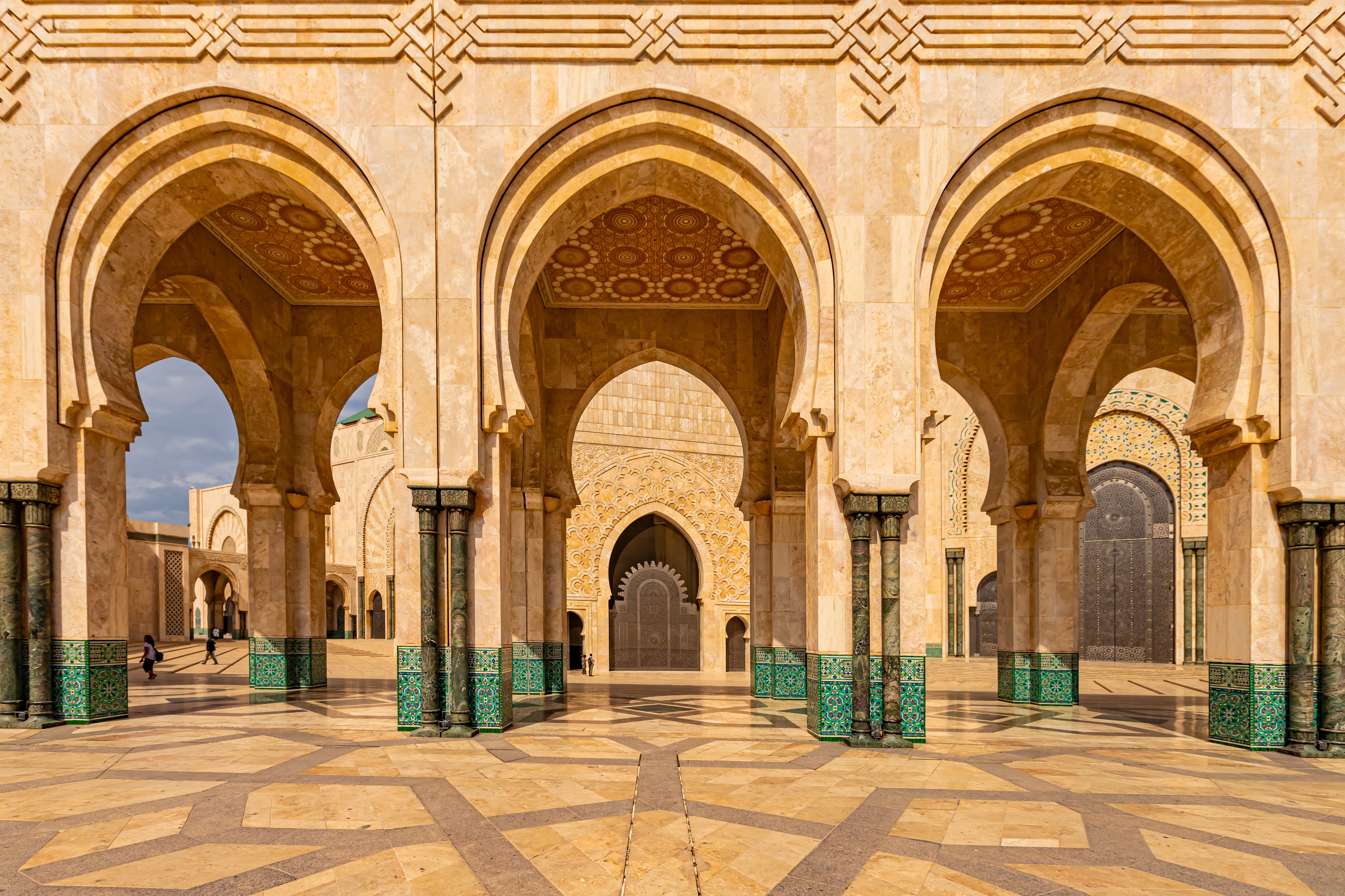 Hassan II Mosque, a mosque in Casablanca, Morocco. It is the largest functioning mosque in Africa and is the 7th largest in the world.