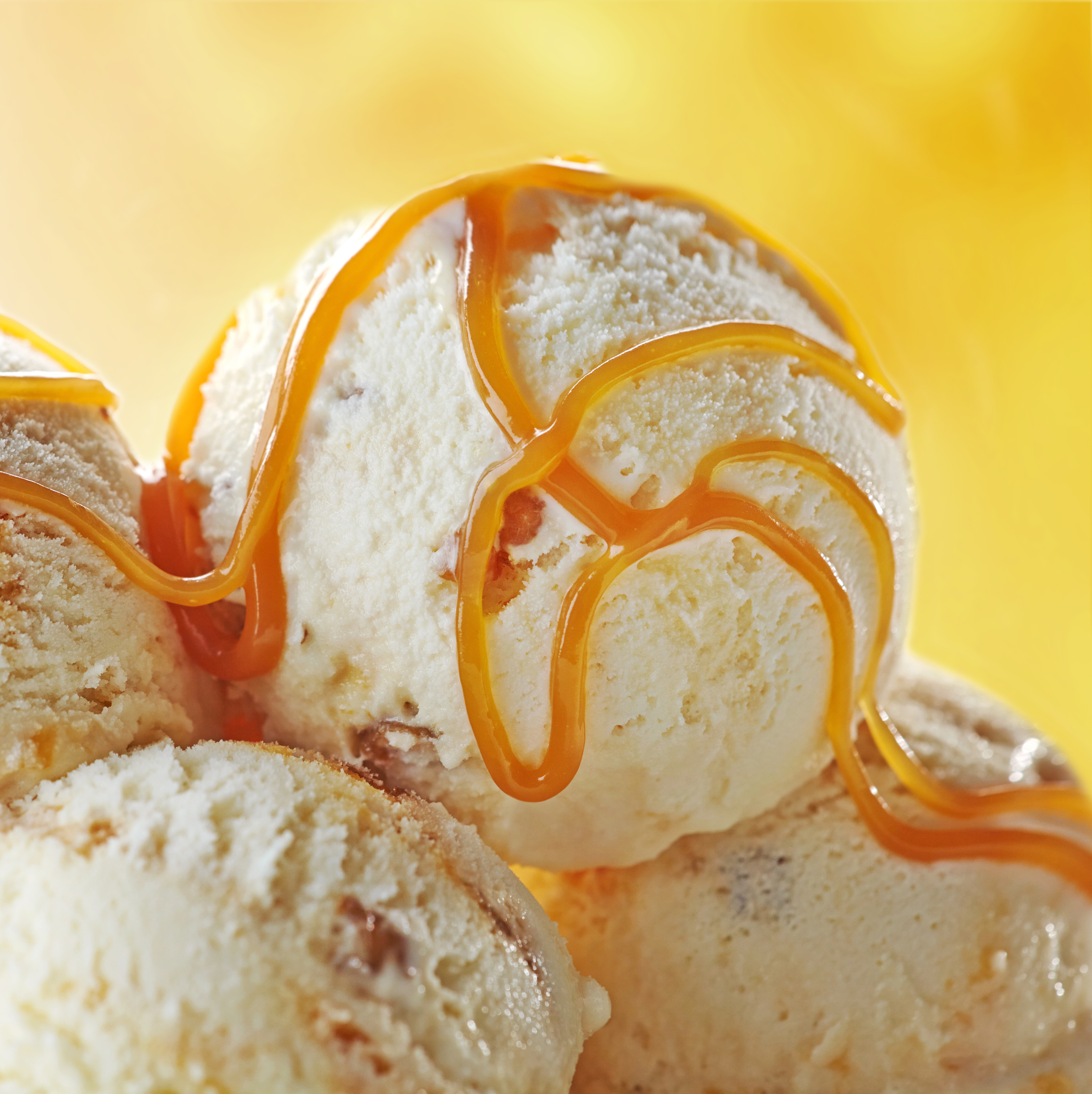 Ice cream with caramel sauce