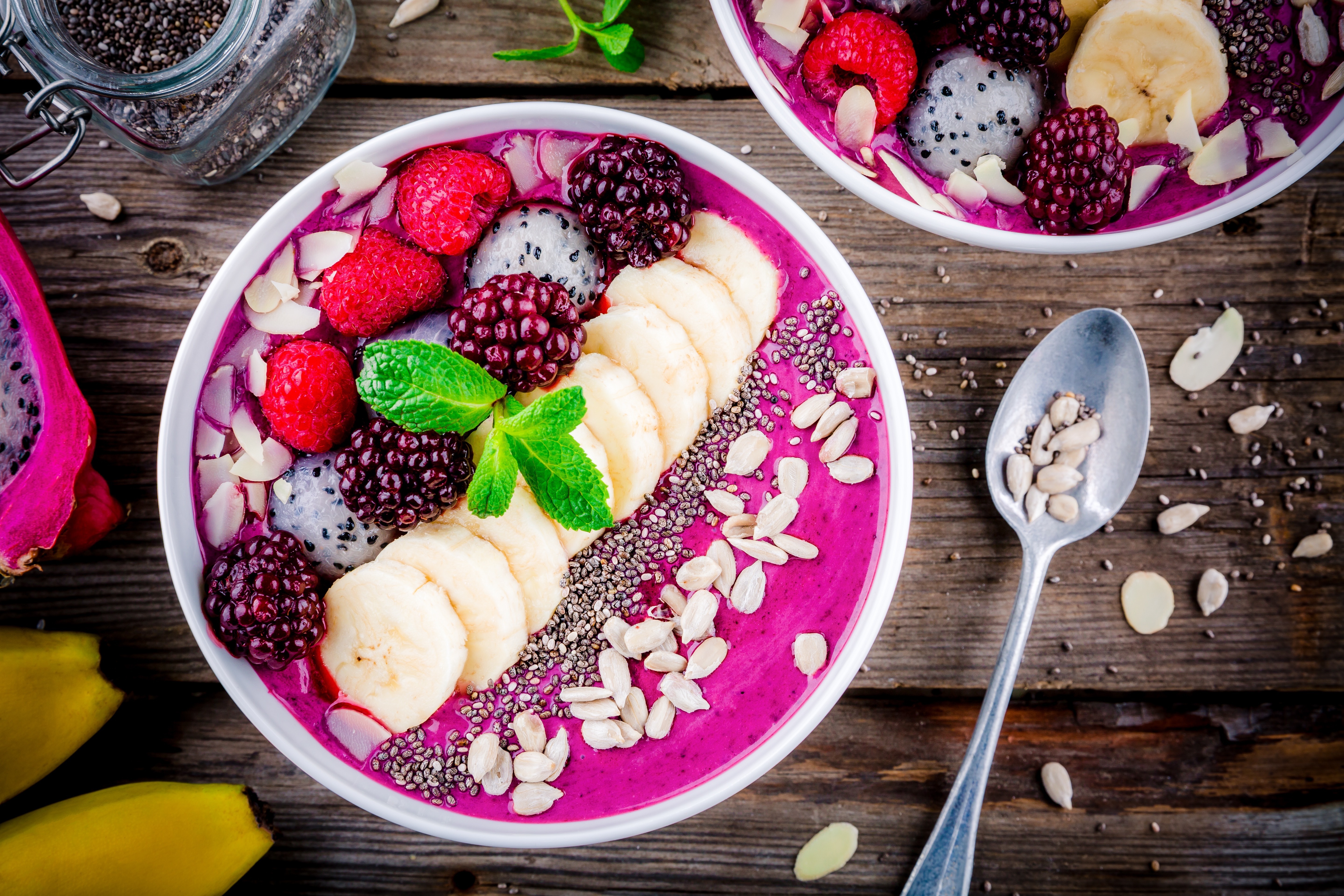 Healthy breakfast bowl with fruits