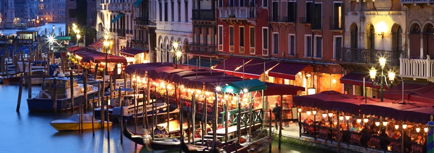 Grand Canal at nigh in Venice, Italy