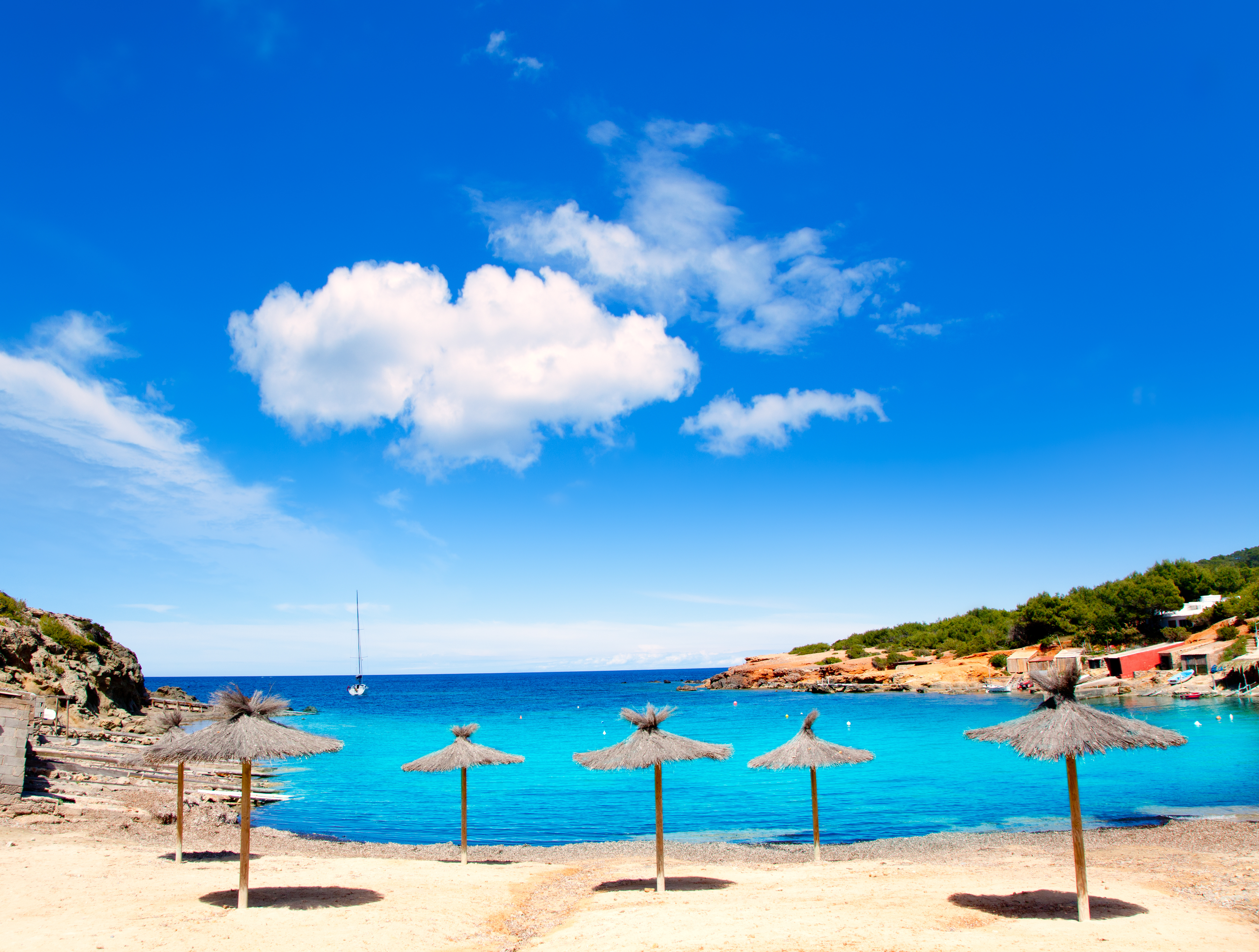 Ibiza Canal d en Marti Pou des Lleo beach in balearic islands of Mediterranean sea