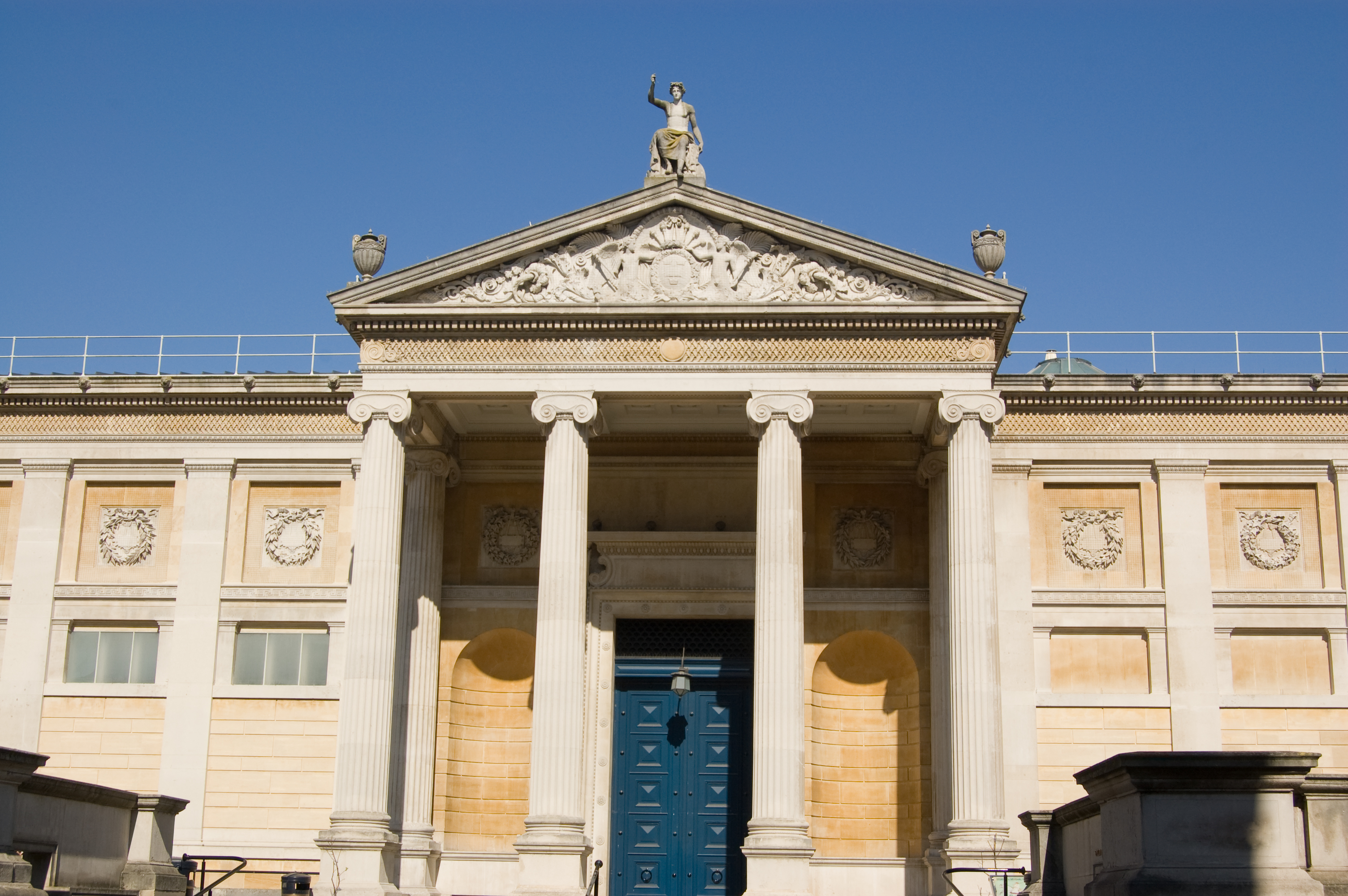 Classical facade of the Ashmolean Museum, Oxford. Part of the University of Oxford.