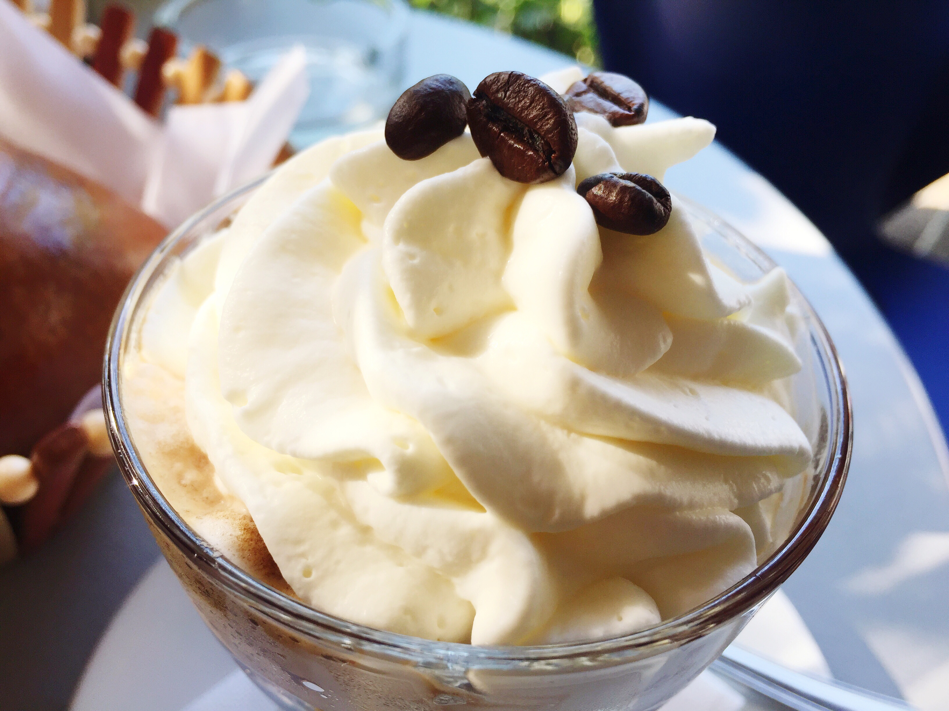 Close up of typical Sicilian Granita, iced coffee with cream