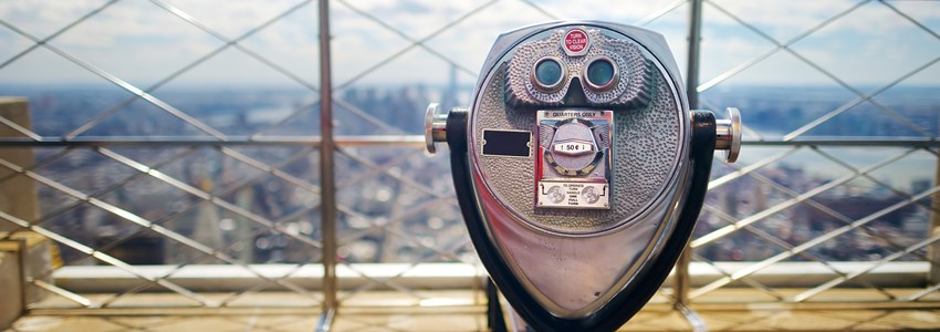 Tourist binoculars at the top of the Empire State Building in New York City
