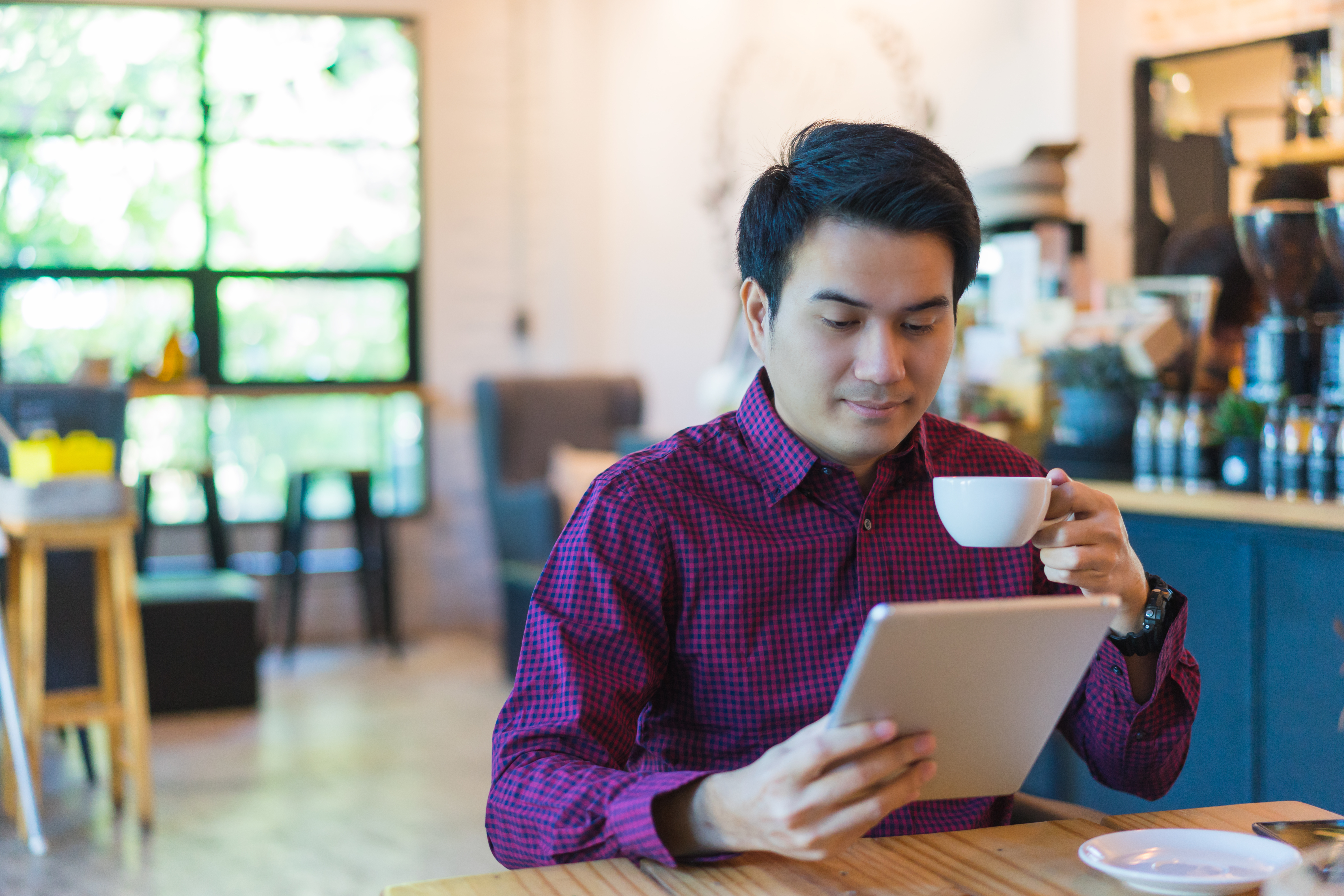 Man in cafe