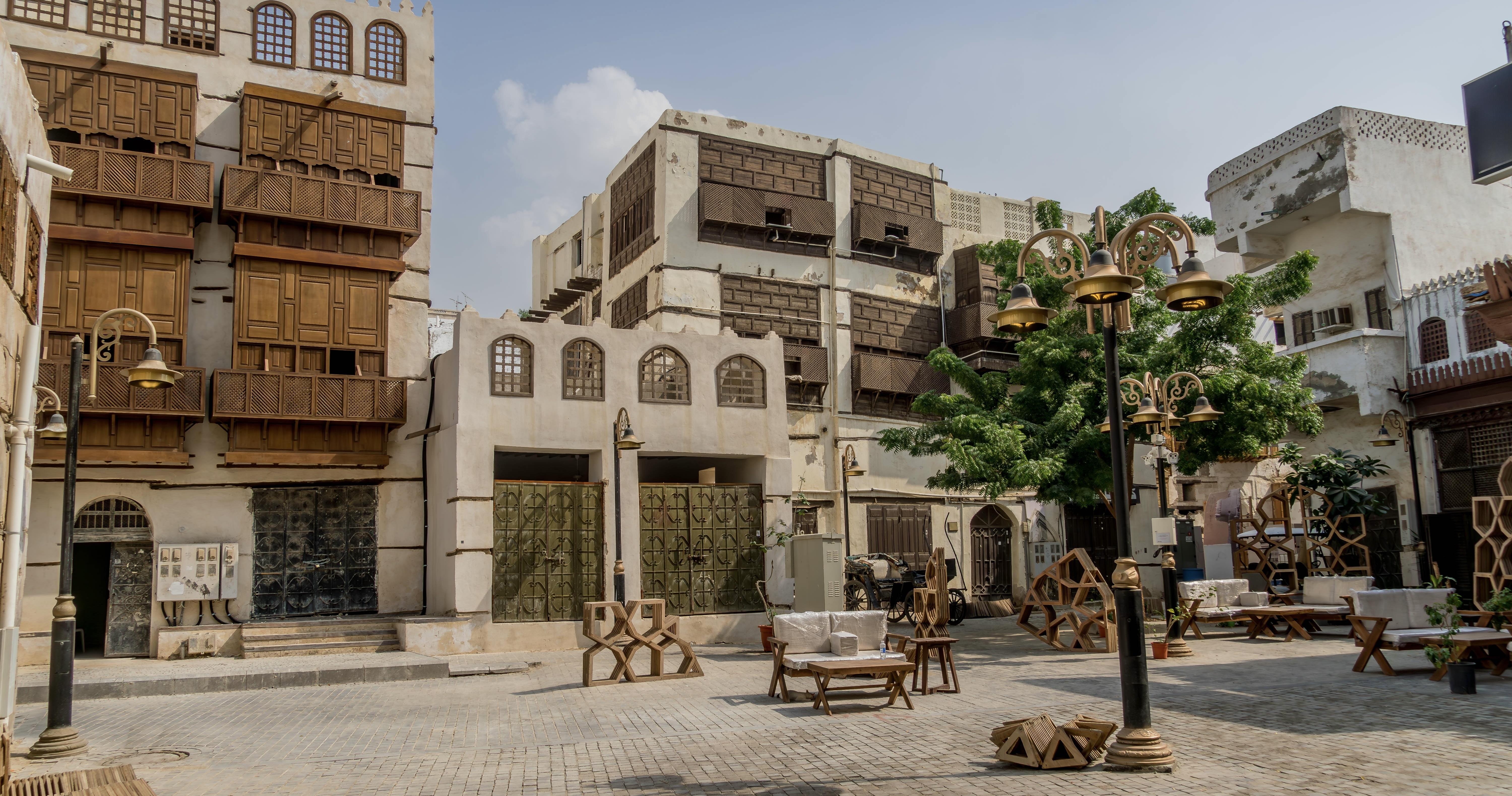 The market streets at Al-Balad (historic Jeddah), a popular touristic spot and UNESCO landmark