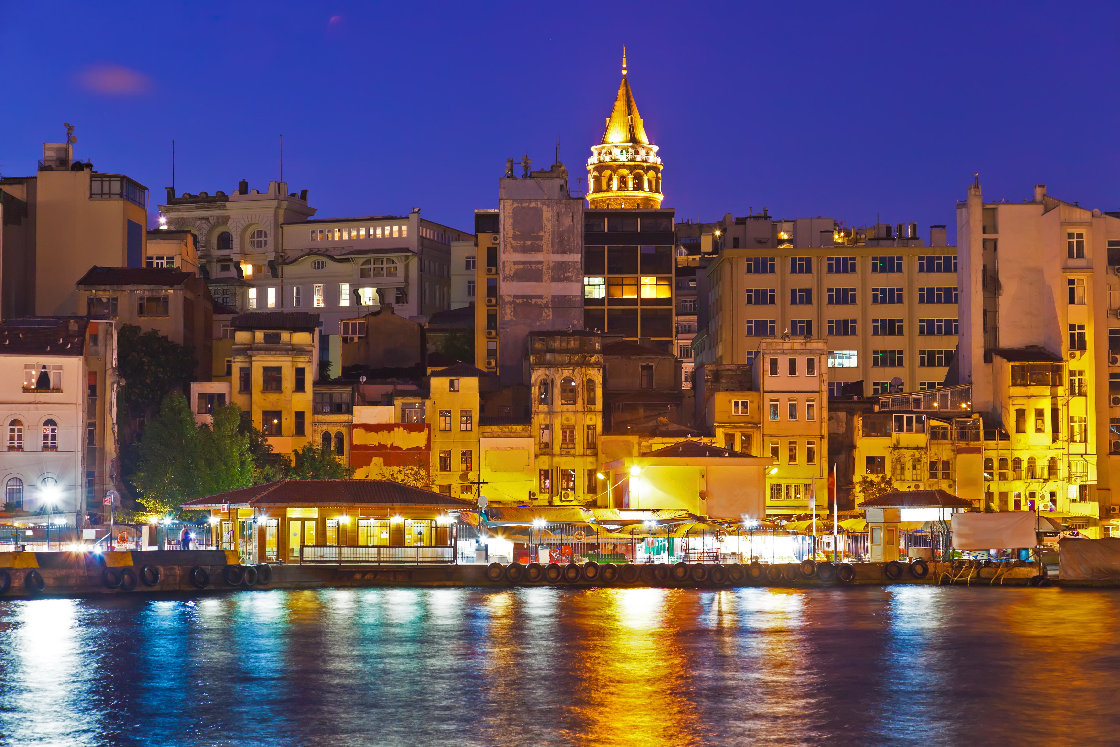 Istanbul Turkey at night - architecture travel background