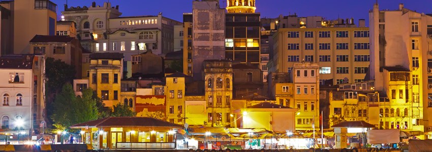 Istanbul Turkey at night - architecture travel background