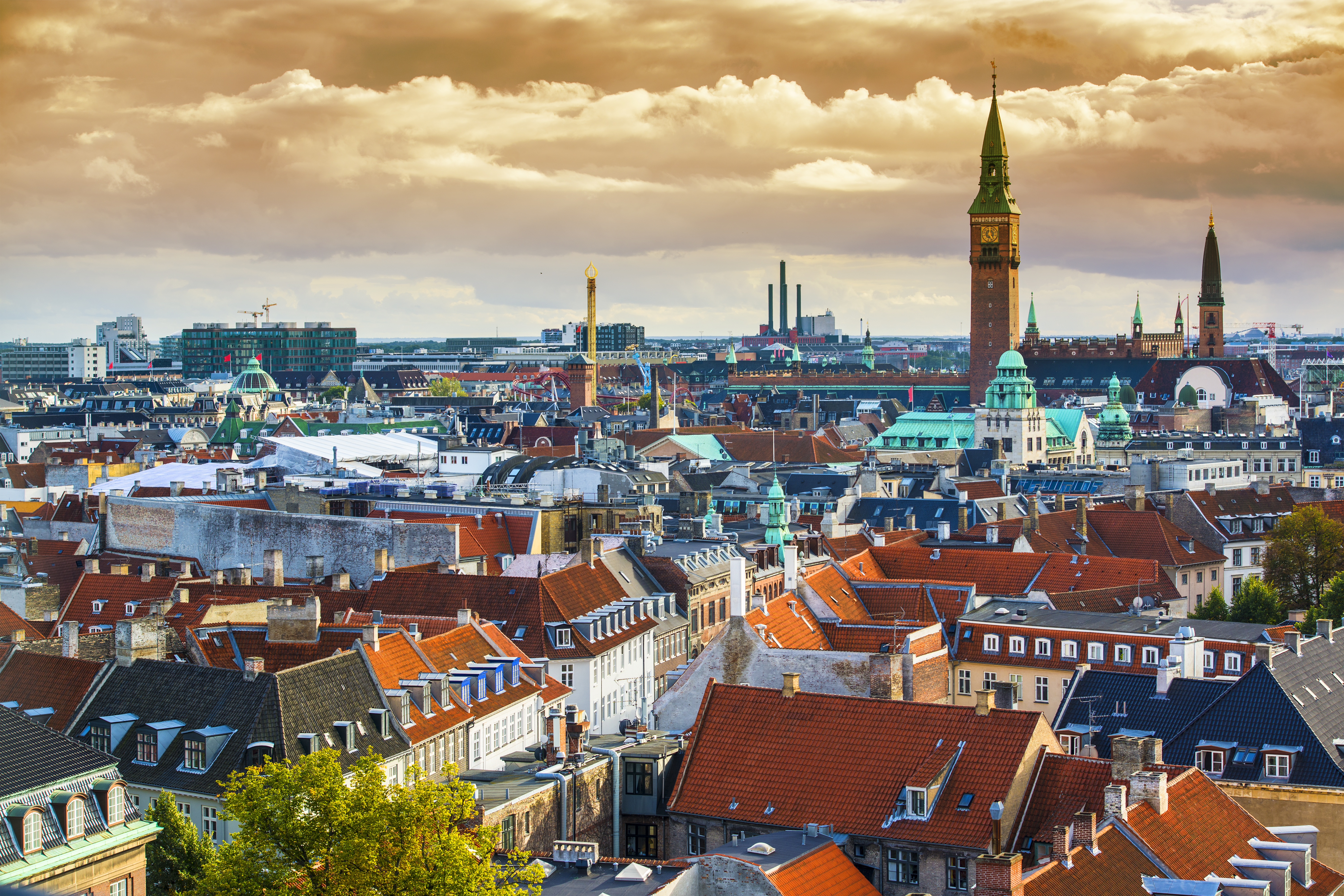 Copenhagen, Denmark aerial view of the skyline.