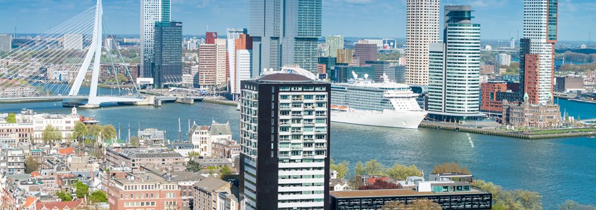 Rotterdam, Netherlands. City skyline on a beautiful sunny day.