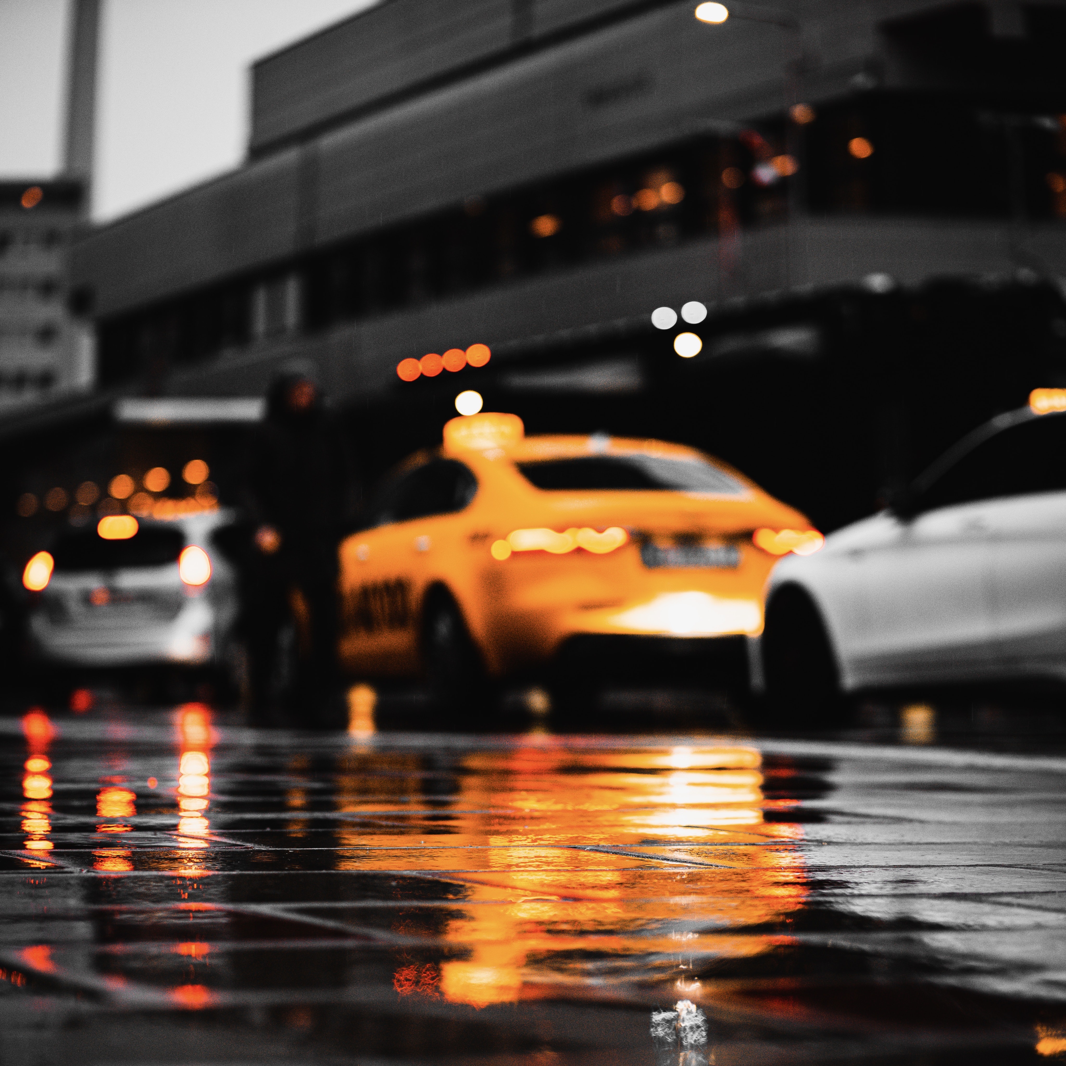 Blured photo of taxis in Vienna