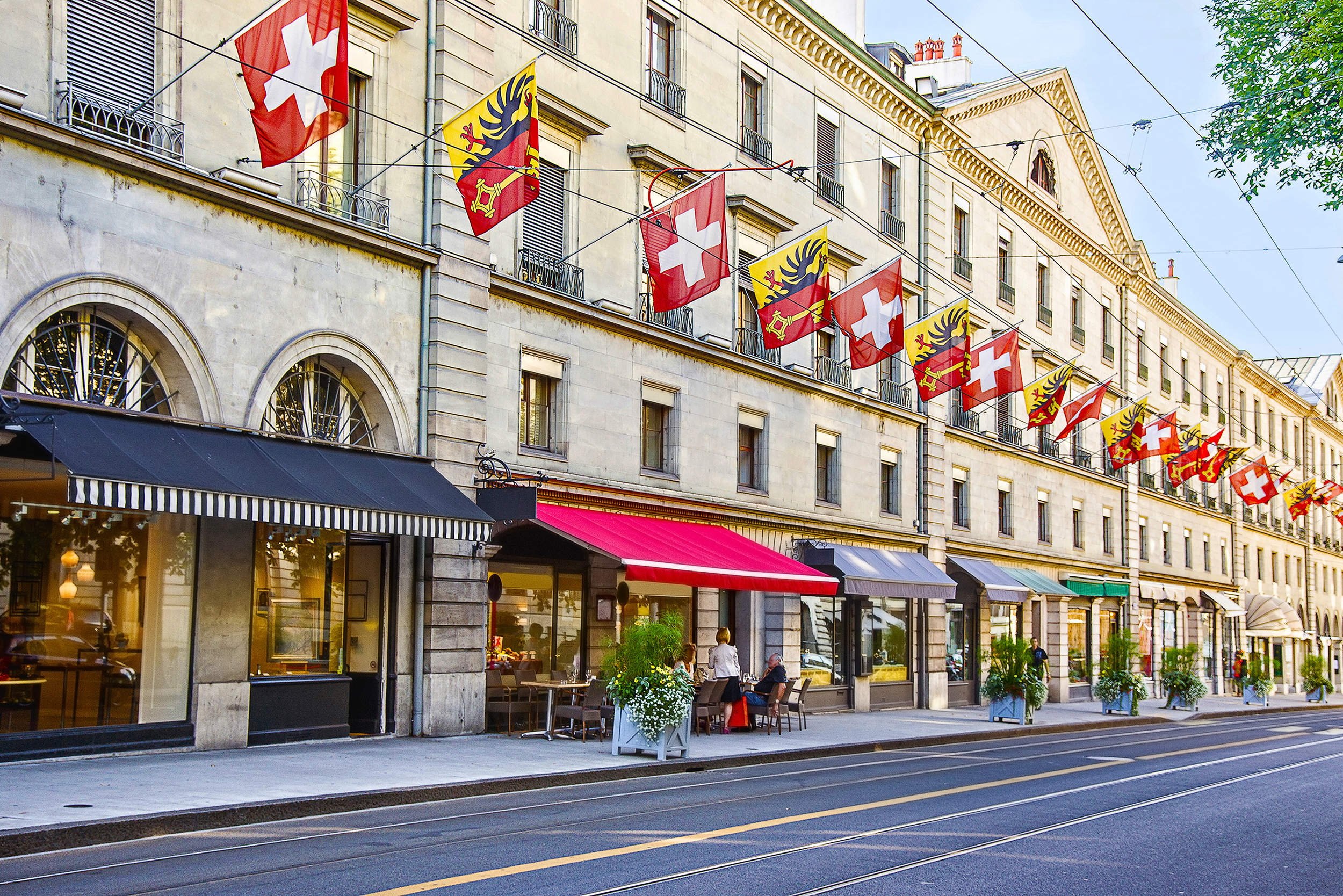 Geneva street view in summertime