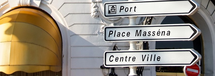 Road signpost in Nice
