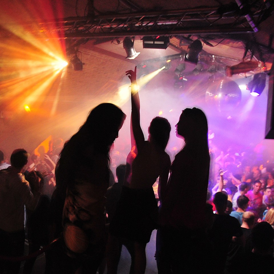 people in silughette at Matrix club, Berlin, Germany